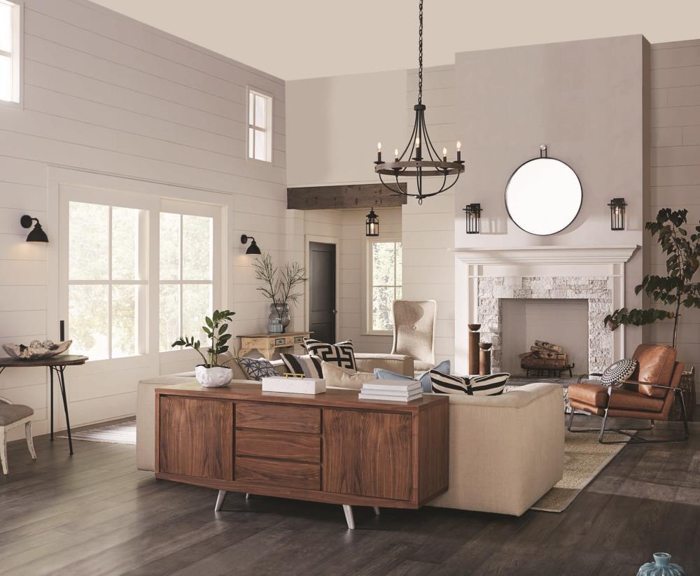Progress Lighting Gulliver 5-Light Chandelier, Graphite Finish, Wood Grained Texture Shade