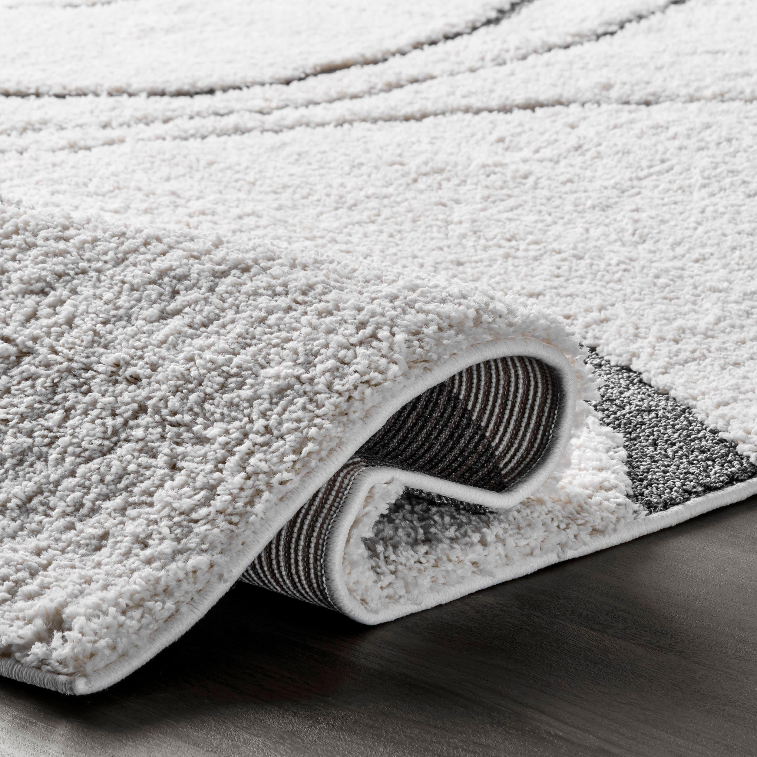 Nuloom Carolyn Abstract 7x9 Shag Indoor Area Rug for Living Room Bedroom Dining Room Nursery, Beige/Grey