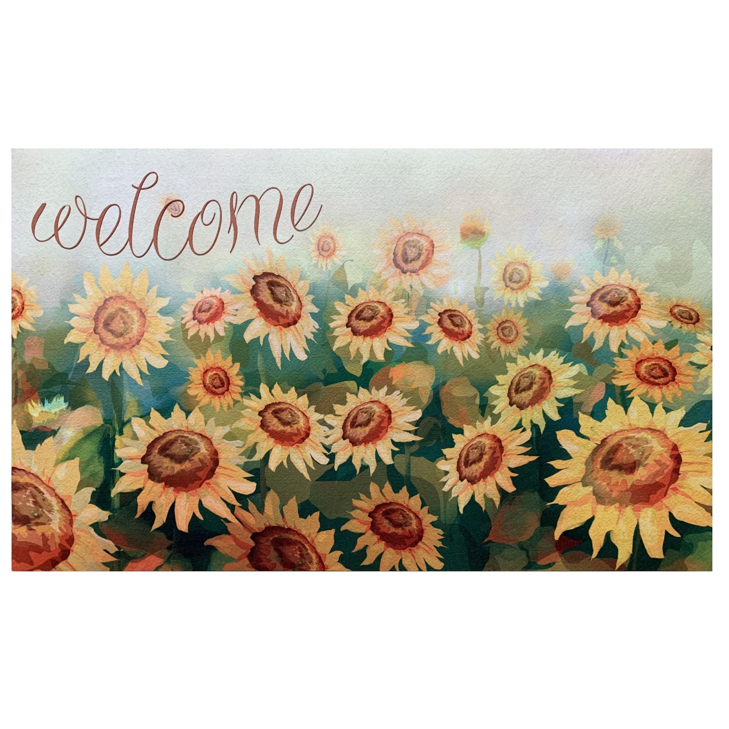 Achim Welcome Rubber Outdoor Doormat, Sunflower Field, 18" x 30"
