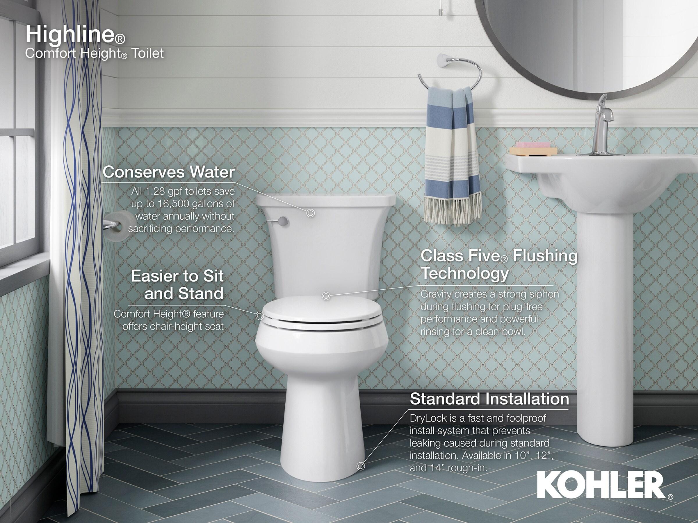 Highline™ 1.28 GPF Water Efficient Elongated Two-Piece Toilet (Seat Not Included)
