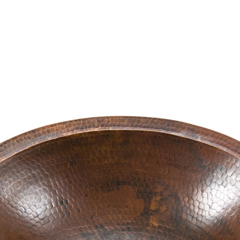 17" Oval Under Counter Hammered Copper Bathroom Sink