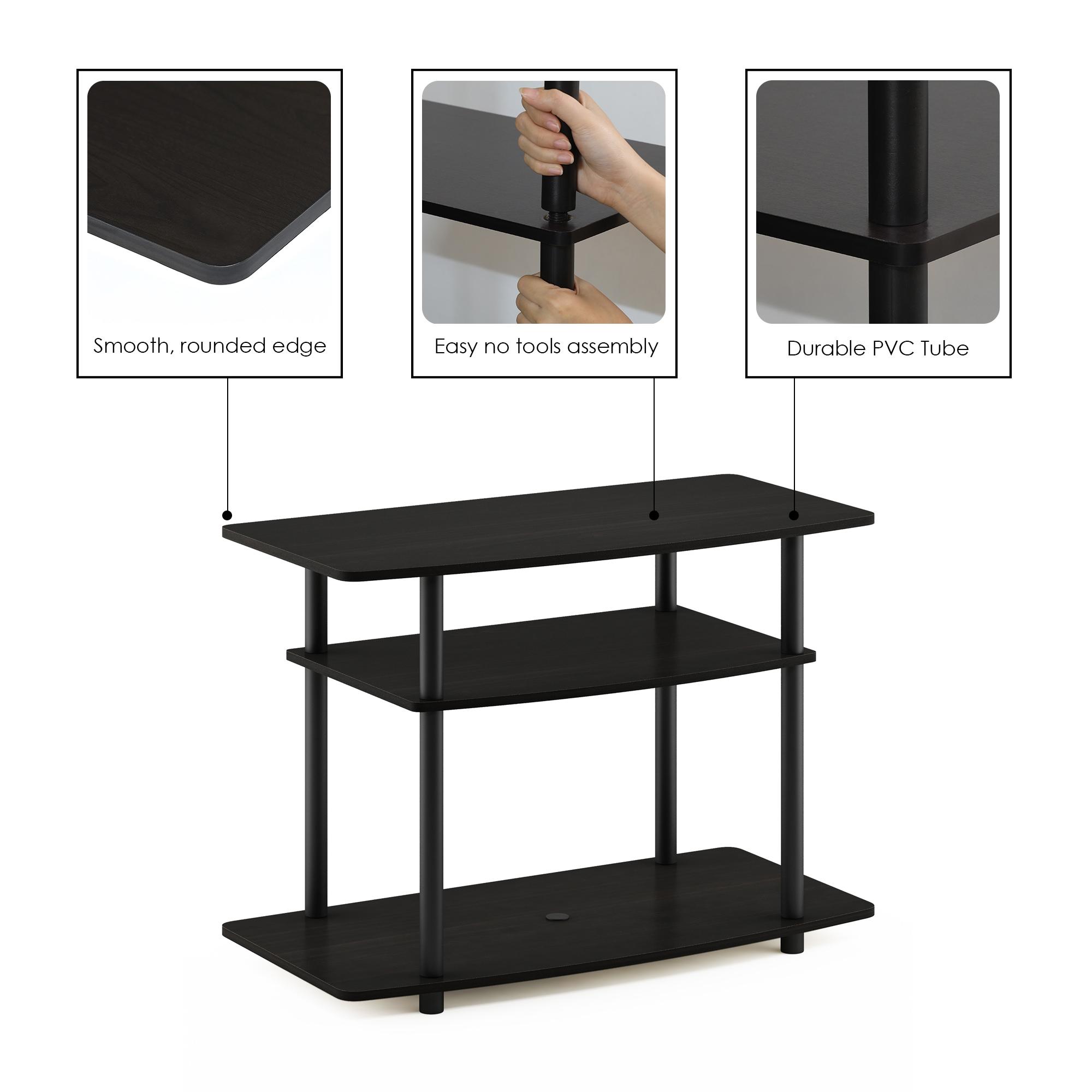Furinno 3-Tier TV Stand Console Table for TV's up to 32" Media Entertainment Center No Tools Espresso/Black