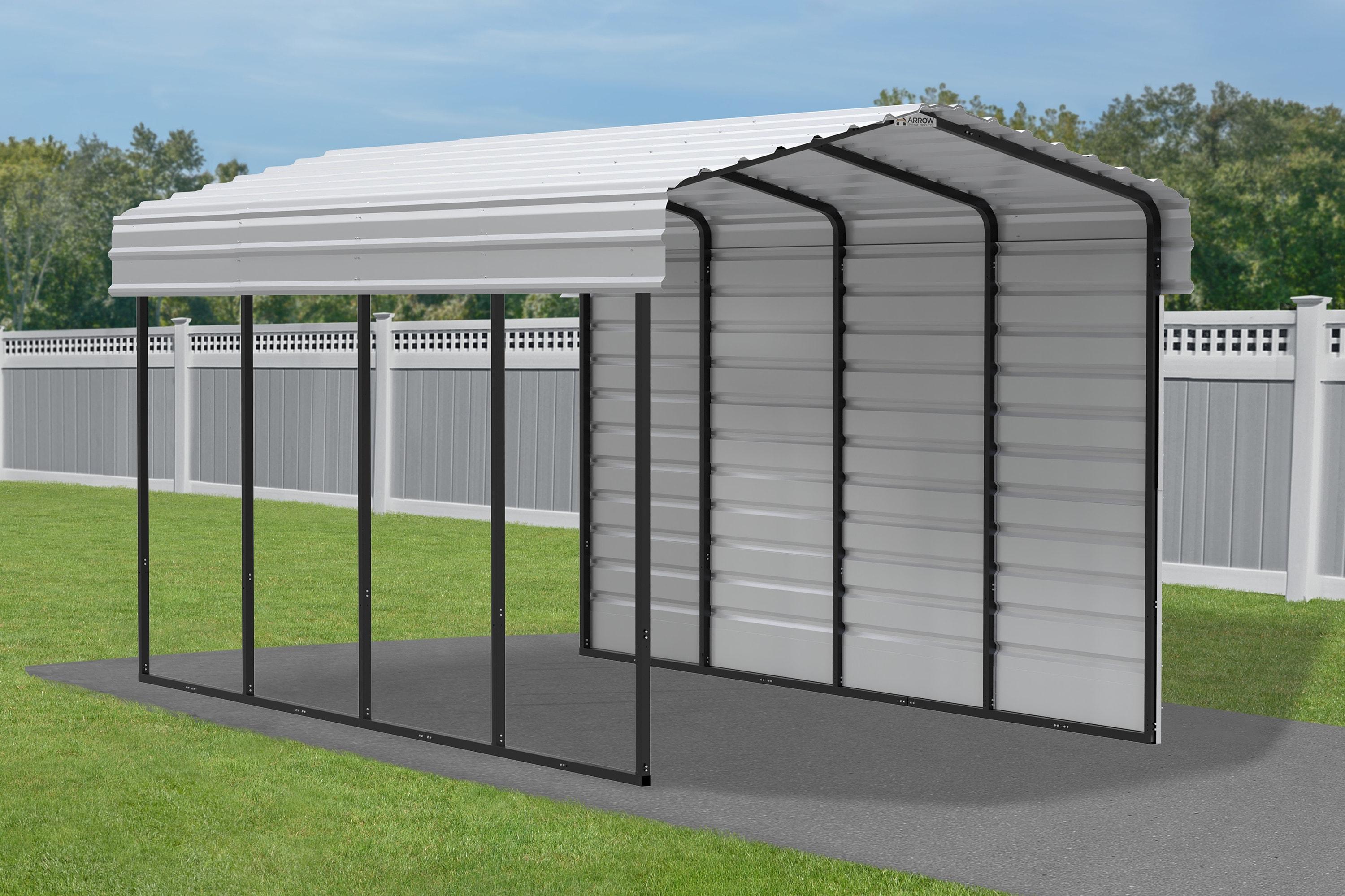 Arrow Arrow Steel Carport with 1 Side Wall Kit, 10x20x09