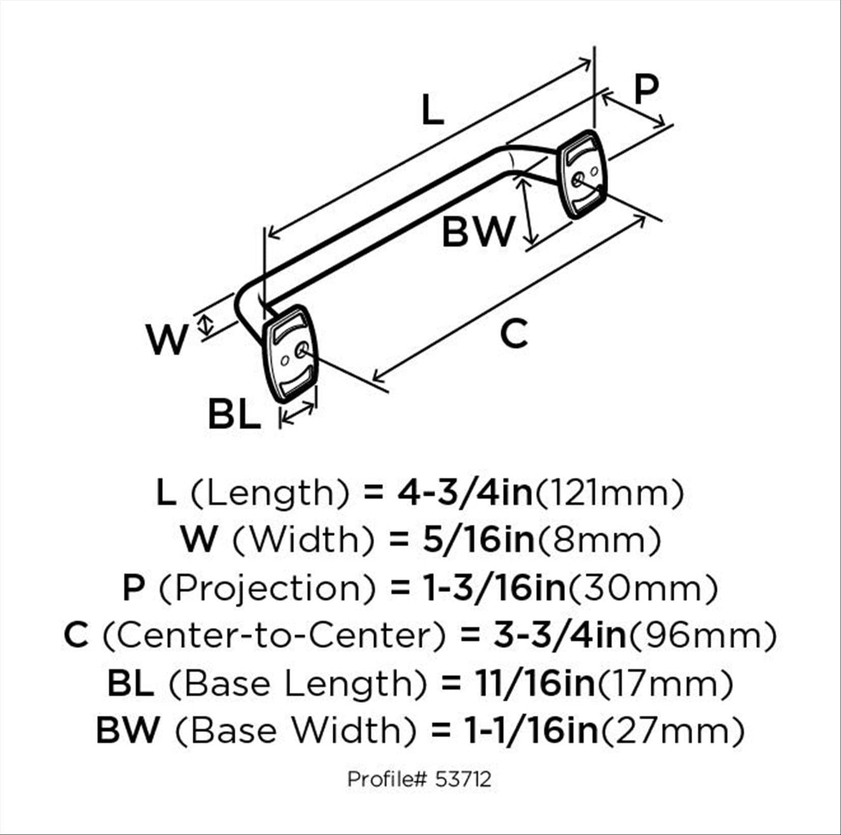 Rochdale 3-3/4 in. (96mm) Classic Satin Nickel Arch Cabinet Pull