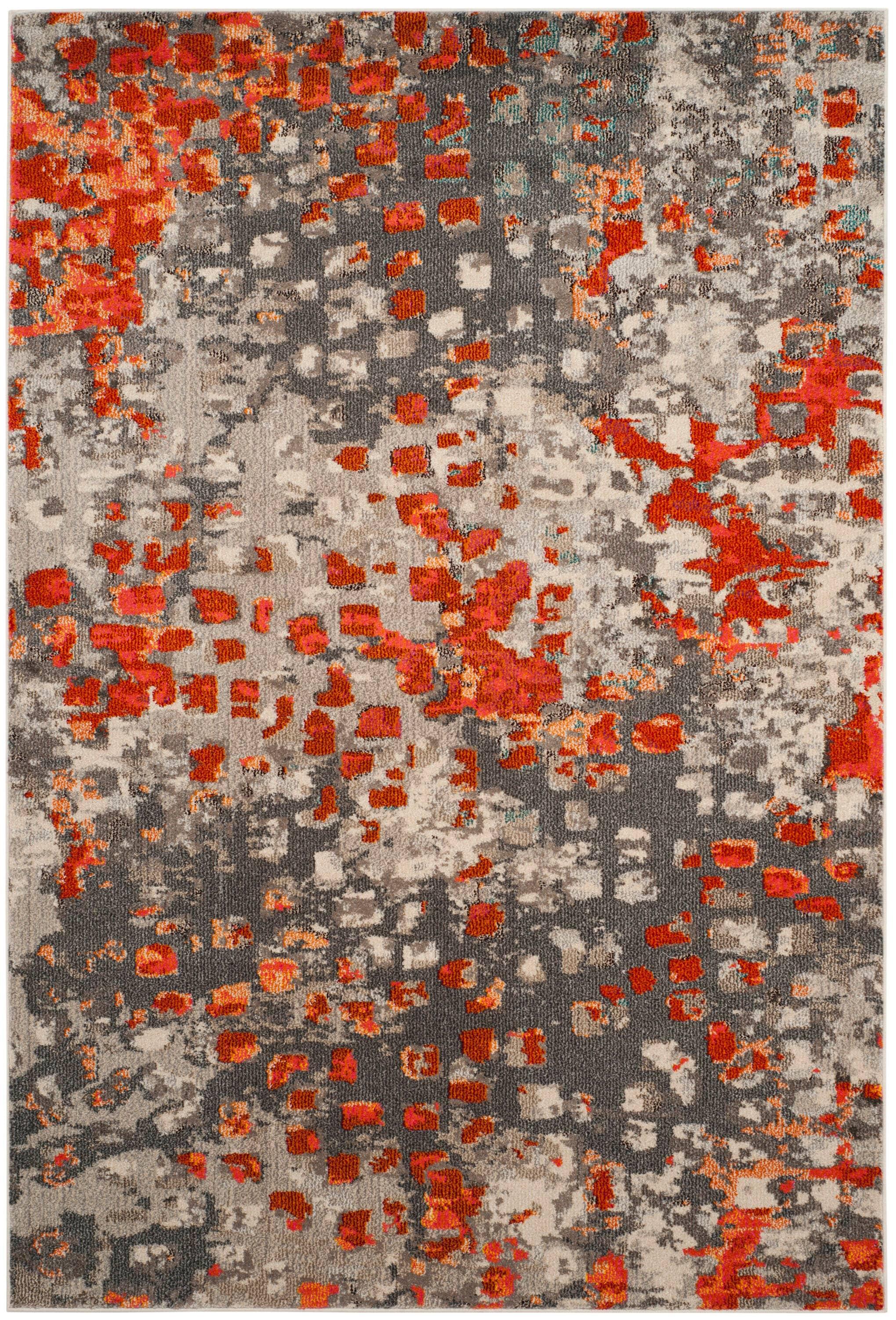 SAFAVIEH Monaco Driskoll Abstract Area Rug, Grey/Orange, 9' x 12'