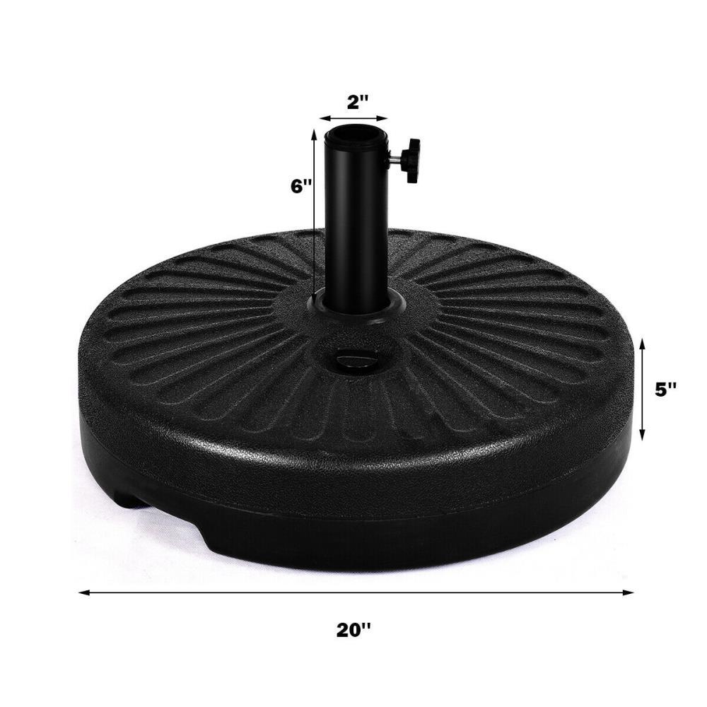 Costway 20'' Round 23L Water Filled Umbrella Base Stand Self-filled Patio Furniture Black