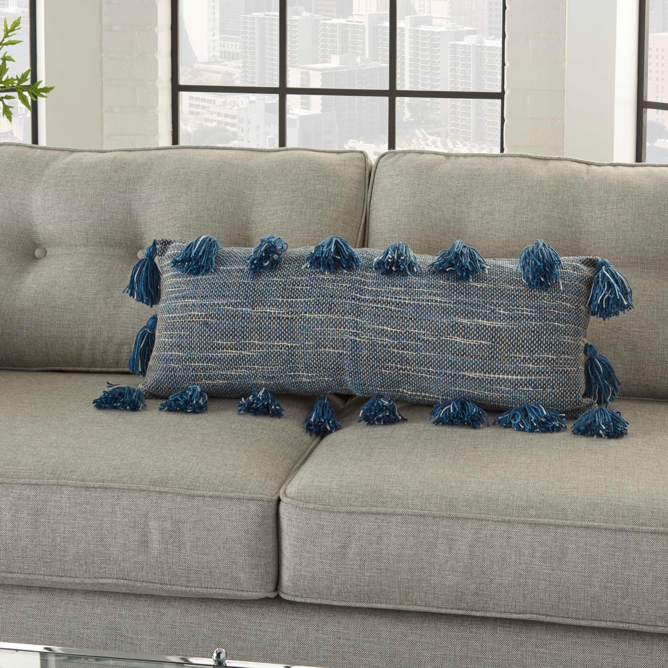 Mina Victory Lifestyles 13-in x 33-in Blue Rectangular Indoor Decorative Pillow