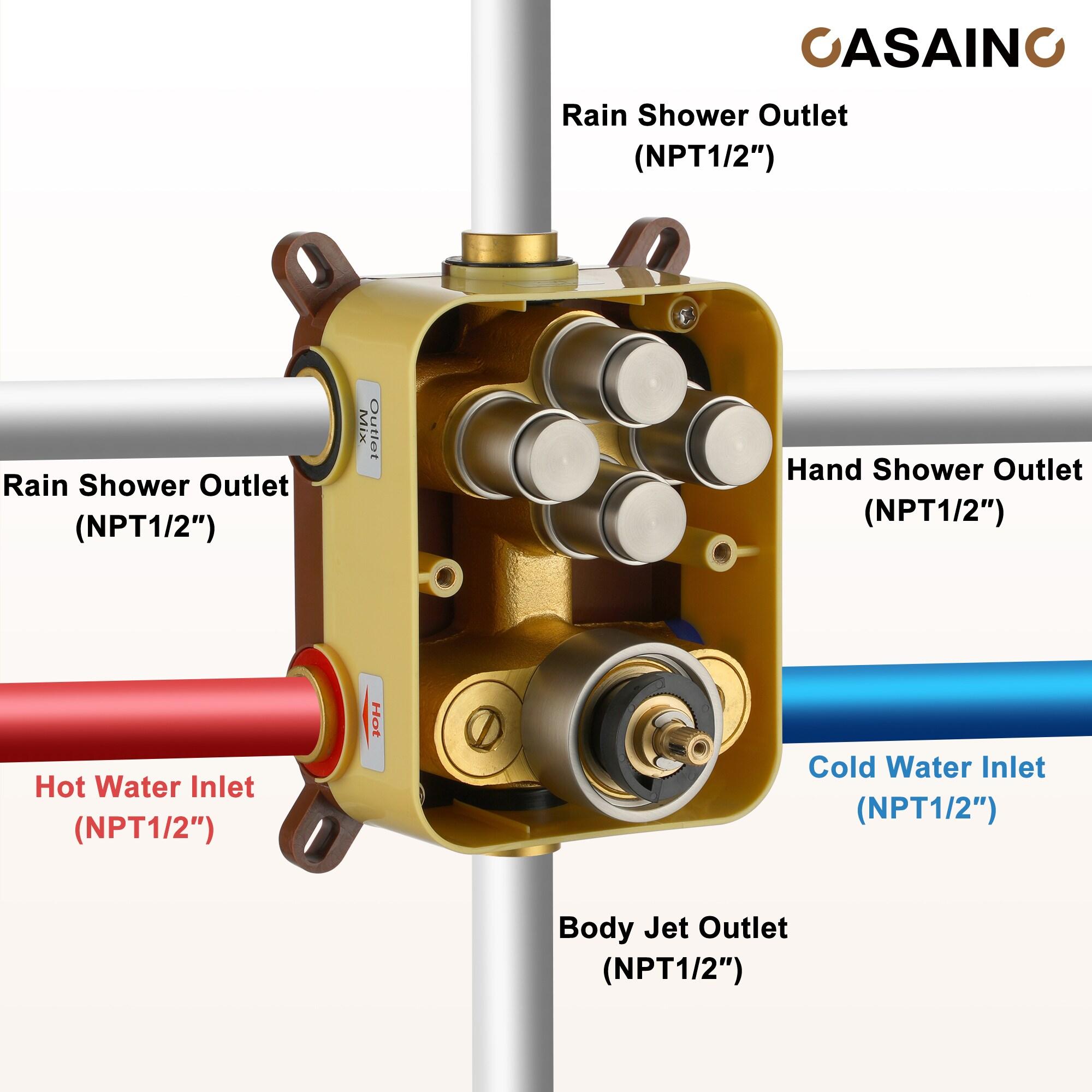 CASAINC Single Handle Thermostatic 4-function Shower Faucet Dual Showerhead
