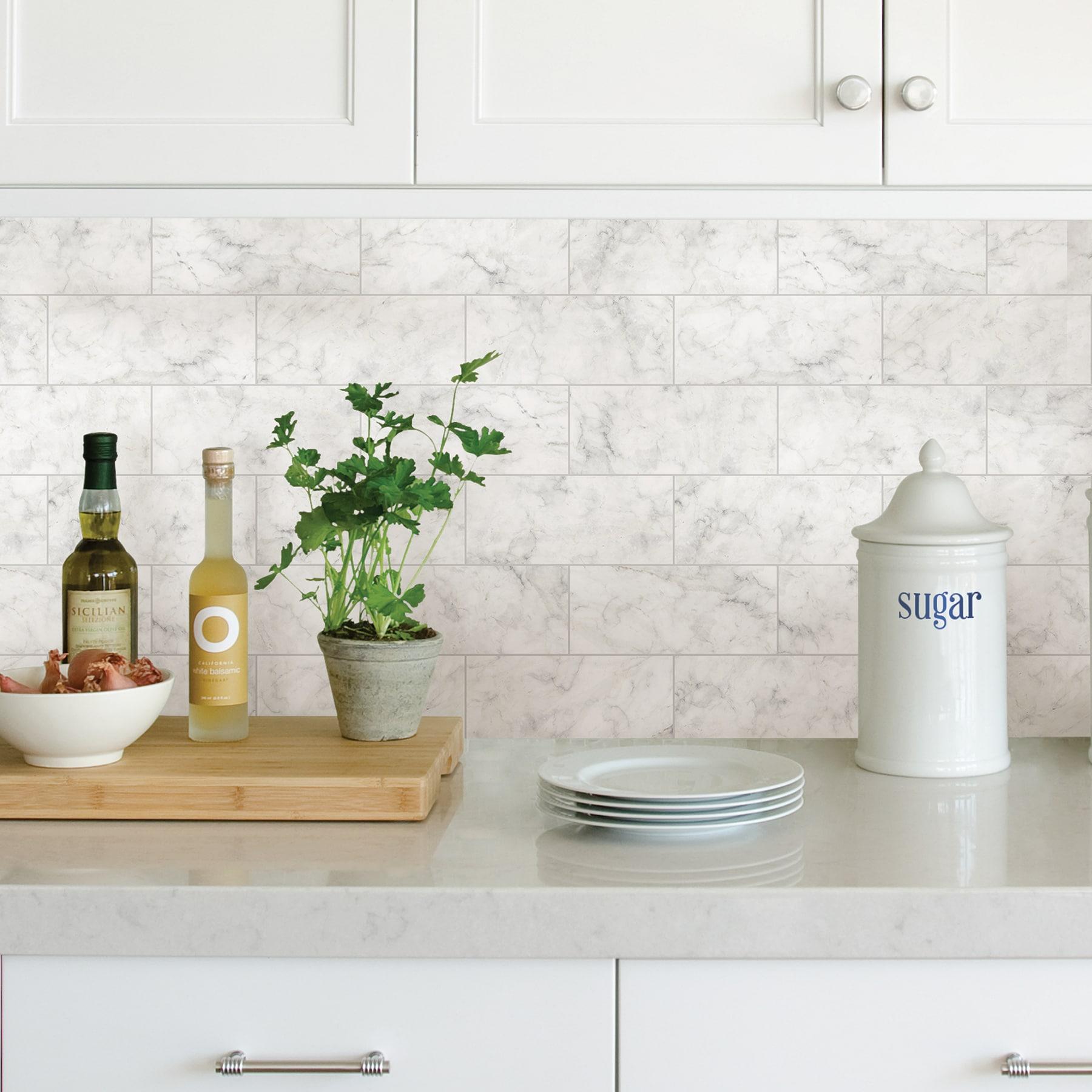 Brewster Home Fashions Marble Tile Peel & Stick Backsplash