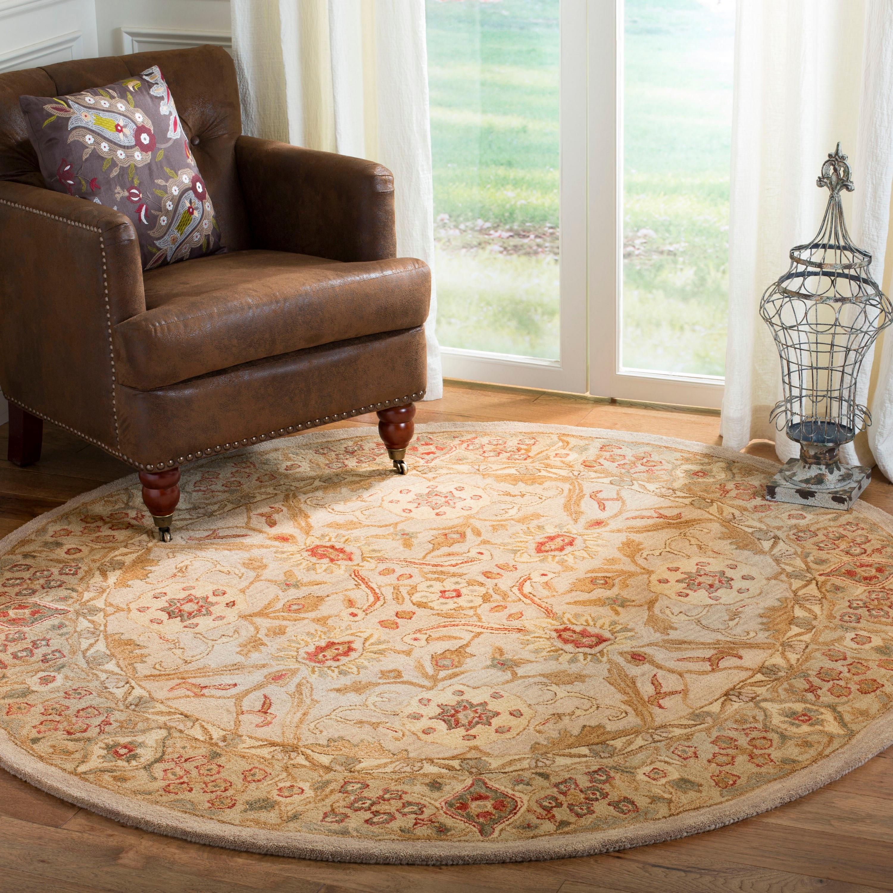 Anatolia AN516 Hand Tufted Indoor Area Rug - Grey Beige/Sage - 6' Round - Safavieh