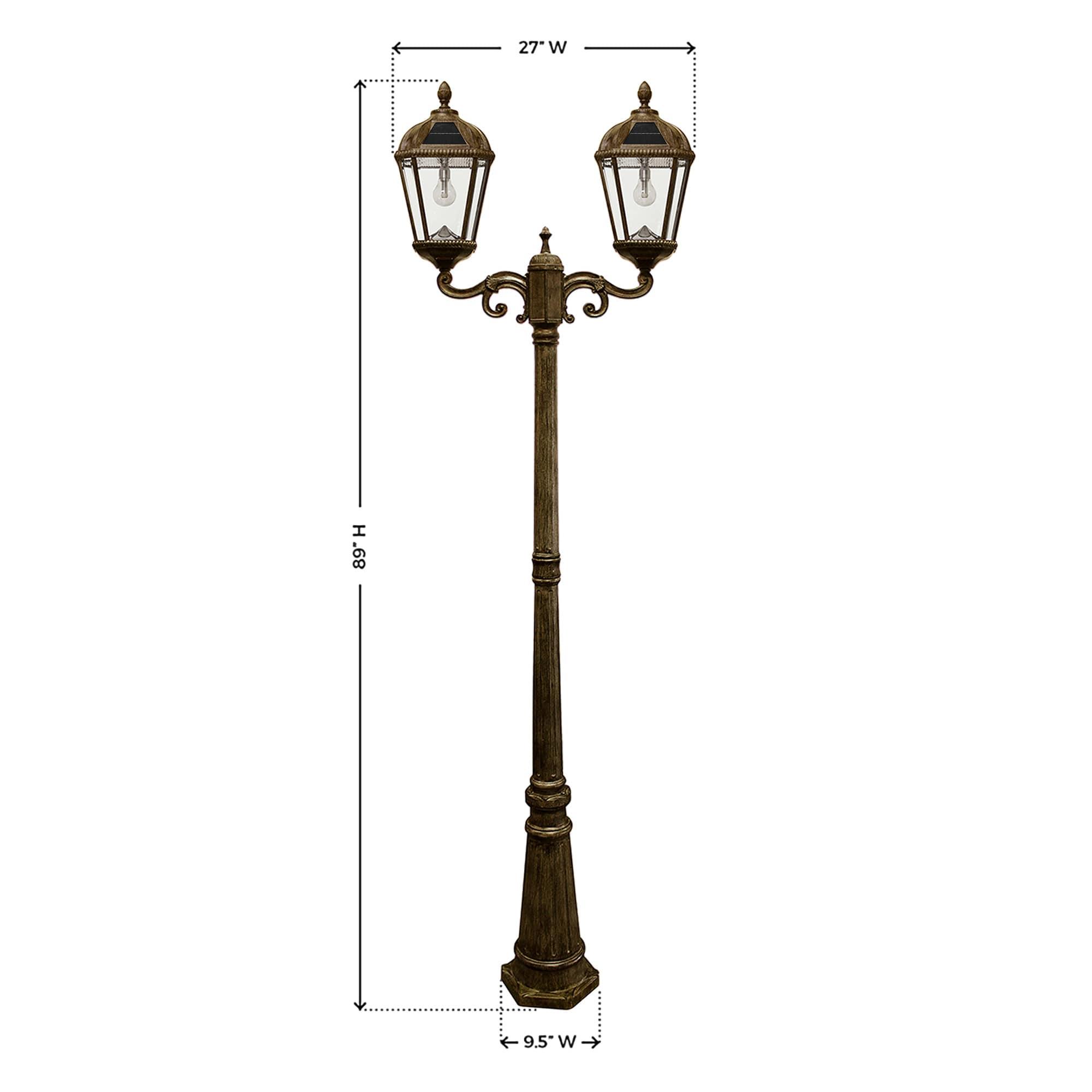 Gama Sonic Royal Brown 2-Light 89" H 300 Lumen Solar Powered Lamp Post (Full)