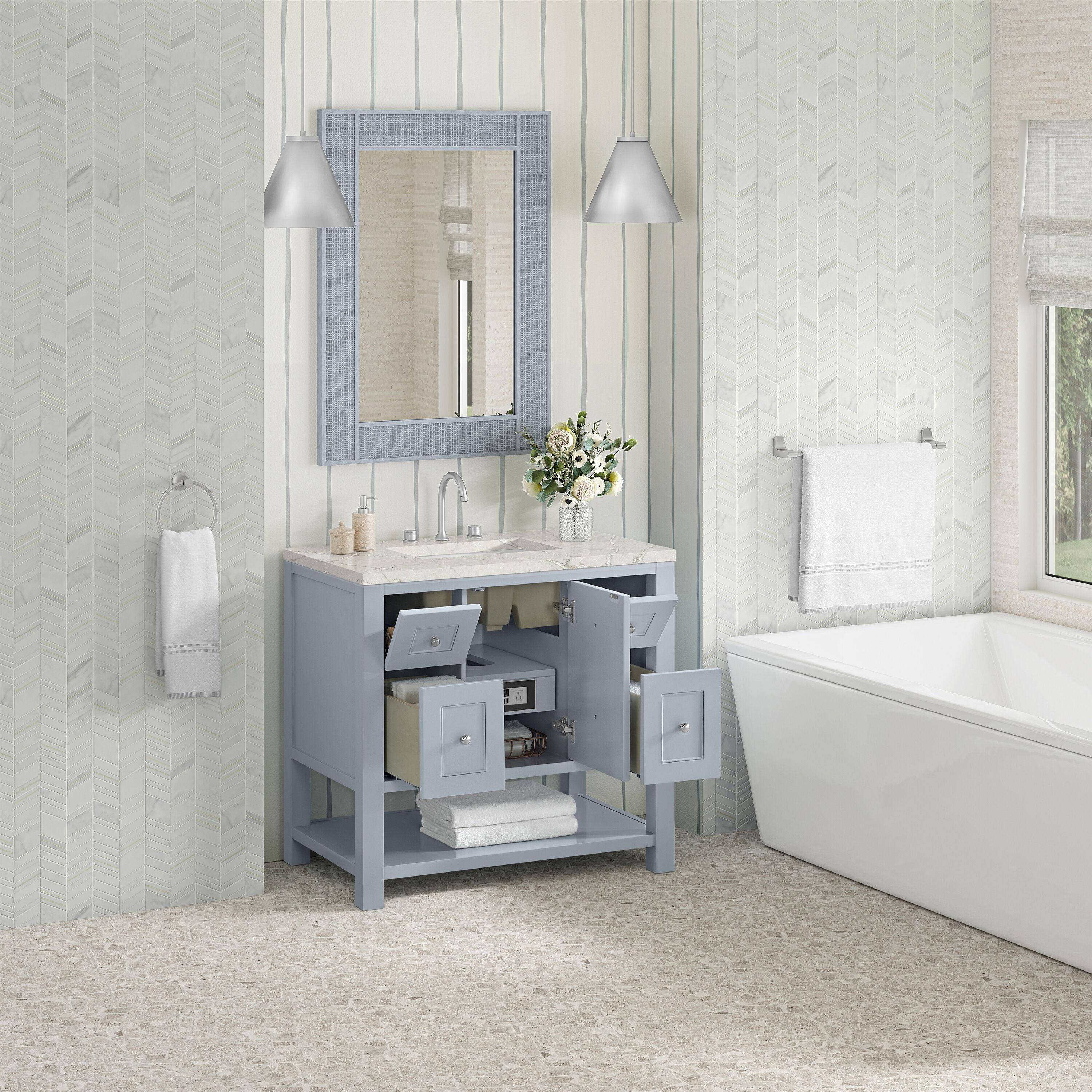 James Martin Vanities 330-V36-SRB-3LDL 36 in. Breckenridge Single Vanity with 3 cm Lime Delight Quartz Top, Serenity Blue