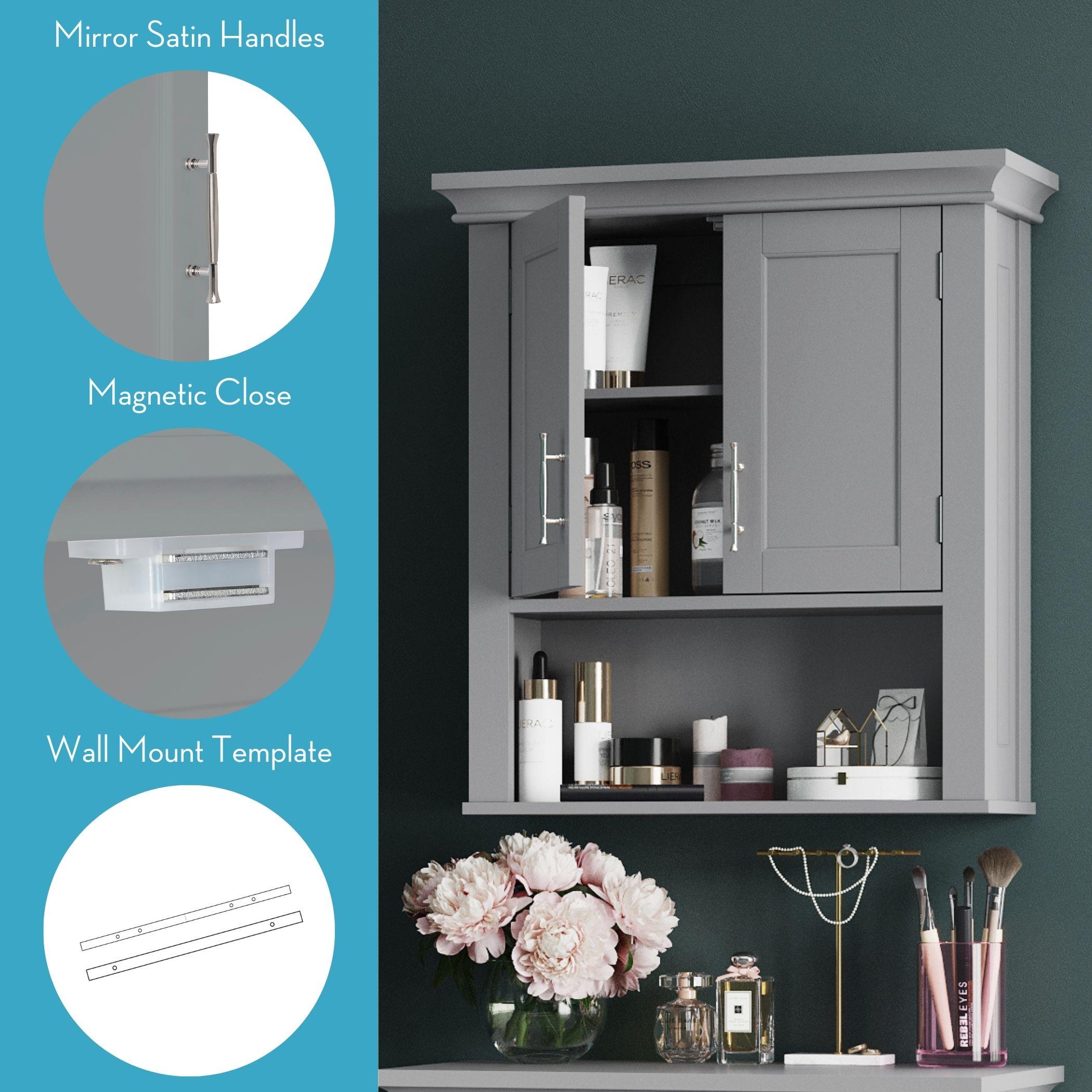 RiverRidge Home RiverRidge Somerset Two-Door Bathroom and Laundry Wall Mount Storage Medicine Cabinet with Open and Adjustable Shelf