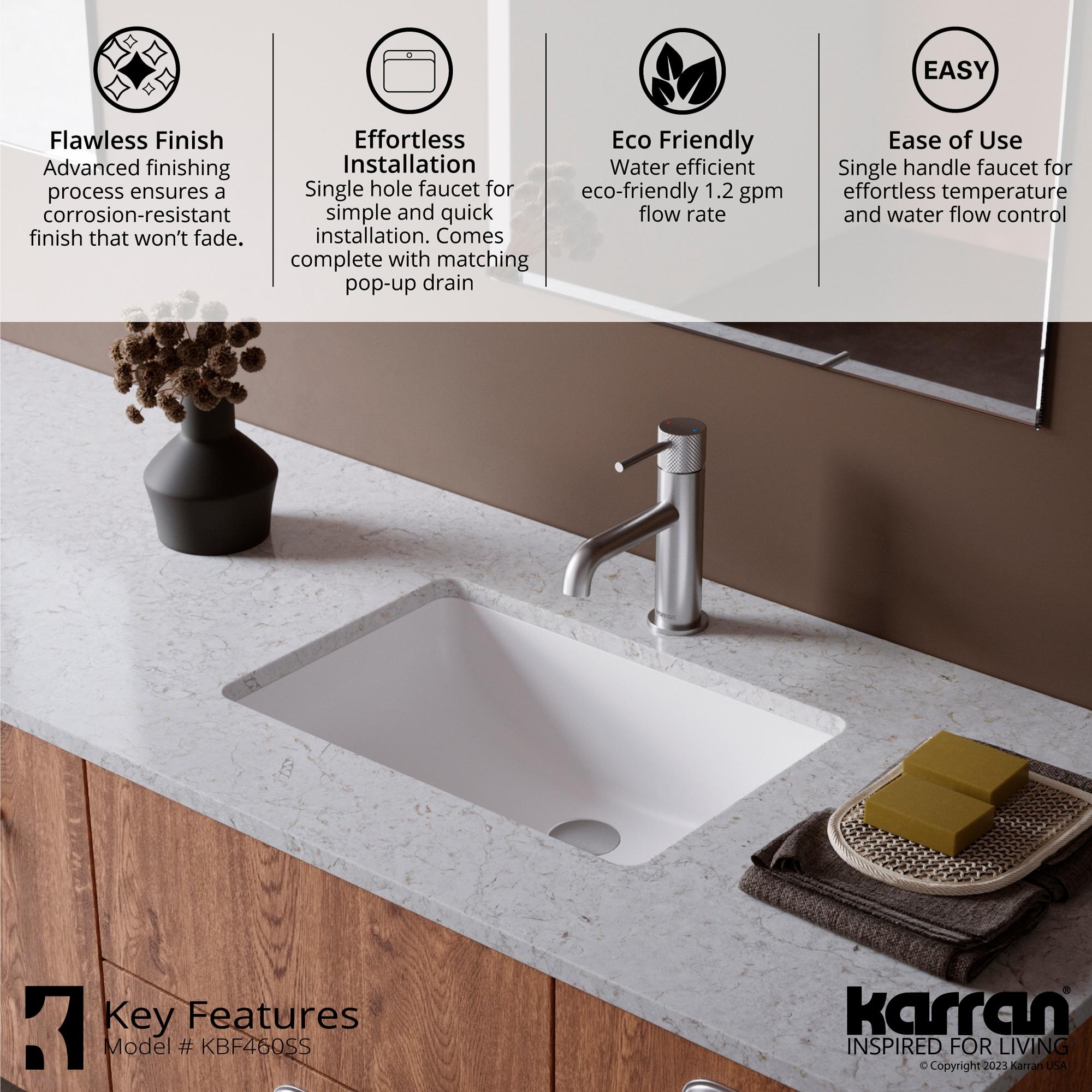 Karran Usa Kbf460 Tryst 1.2 GPM Single Hole Bathroom Faucet - Stainless Steel