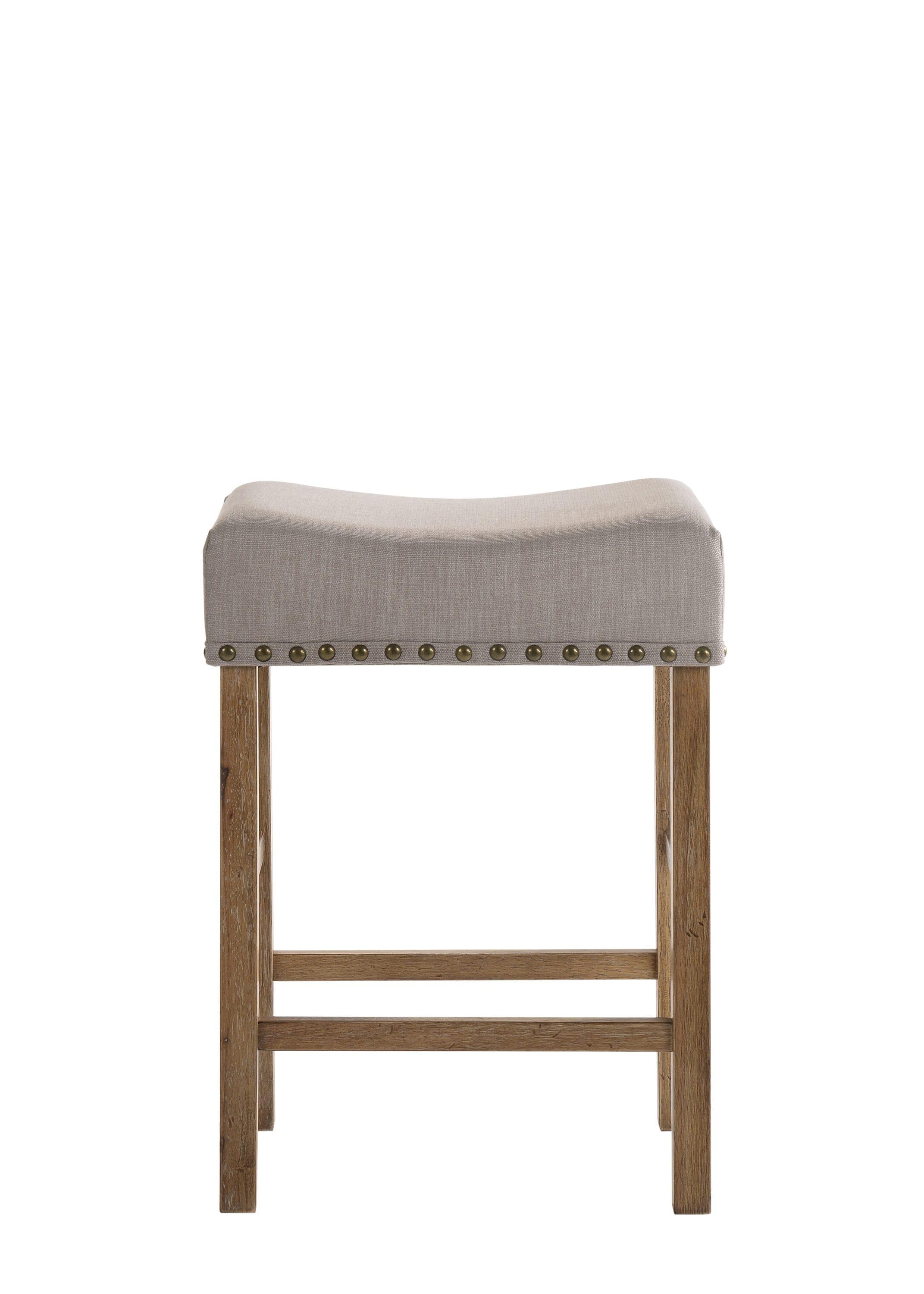 Martha II Counter Height Barstool: Weathered Oak, Upholstered Seat - Acme Furniture