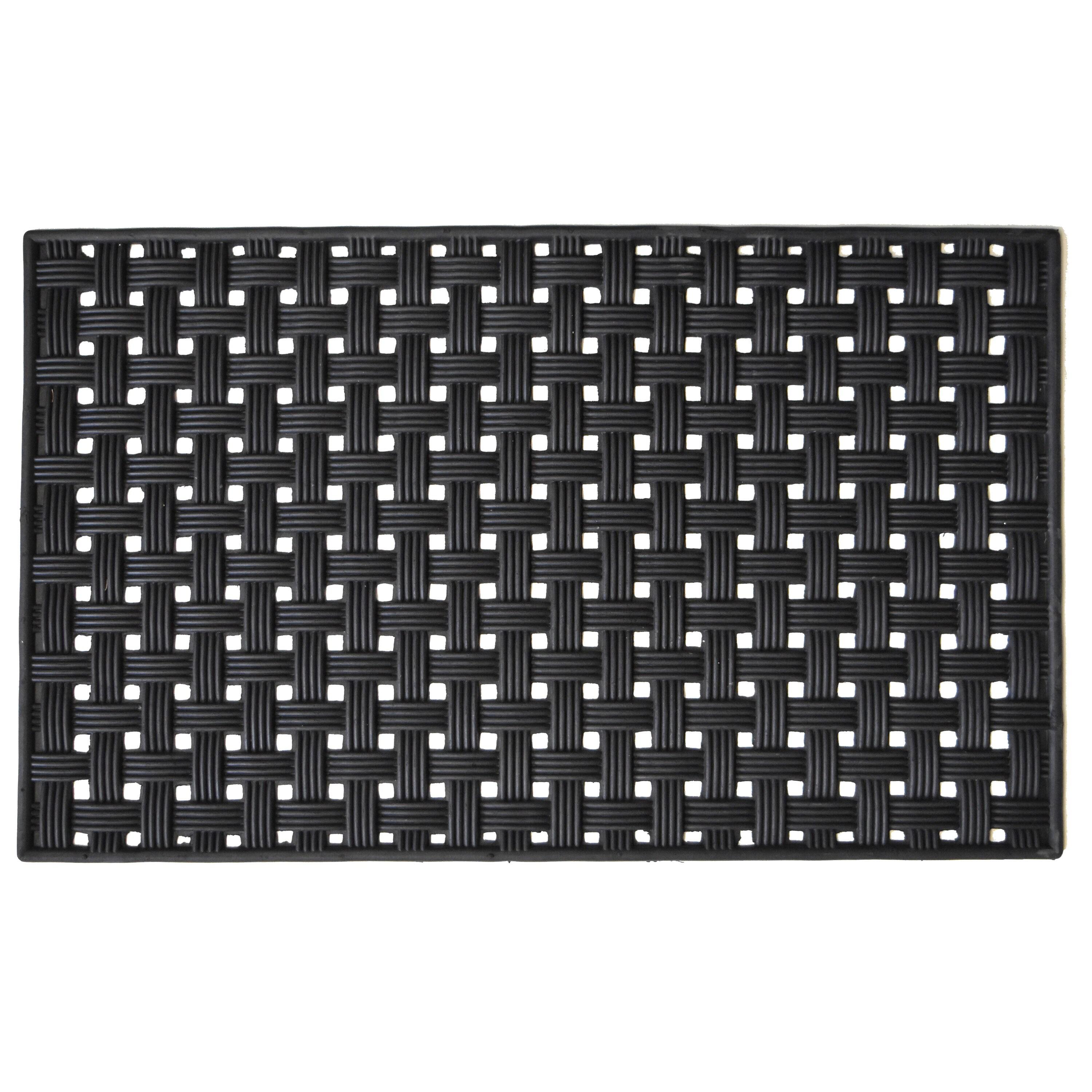 Oscar Weave Black Rubber Rectangular Indoor/Outdoor Decorative Doormat
