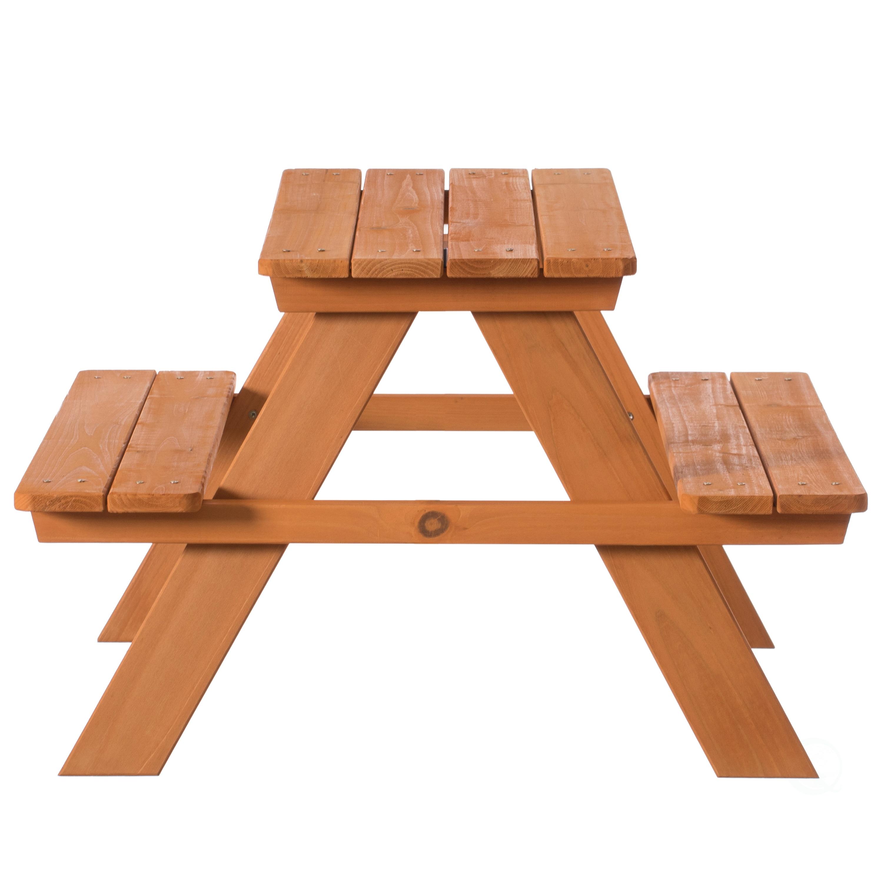 Gardenised Wooden Kids Outdoor Picnic Table for Garden and Backyard, Stained