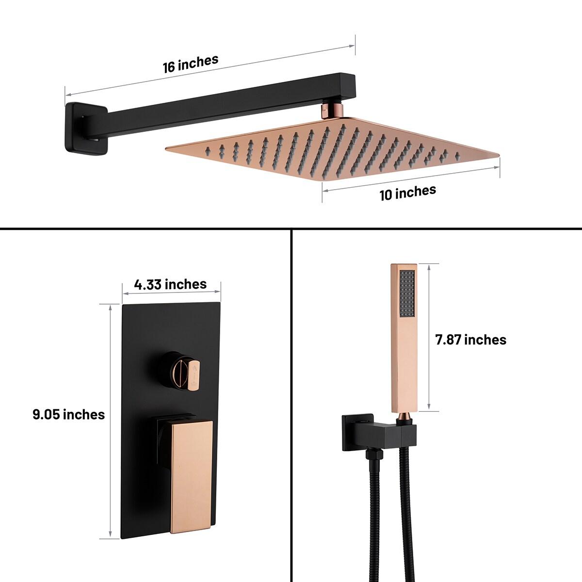 10 Inch Matte Black Shower System with Handheld Shower head, Bathroom Mixer Shower Set Wall Mounted Shower Faucet Rough-in Valve and Trim Kit