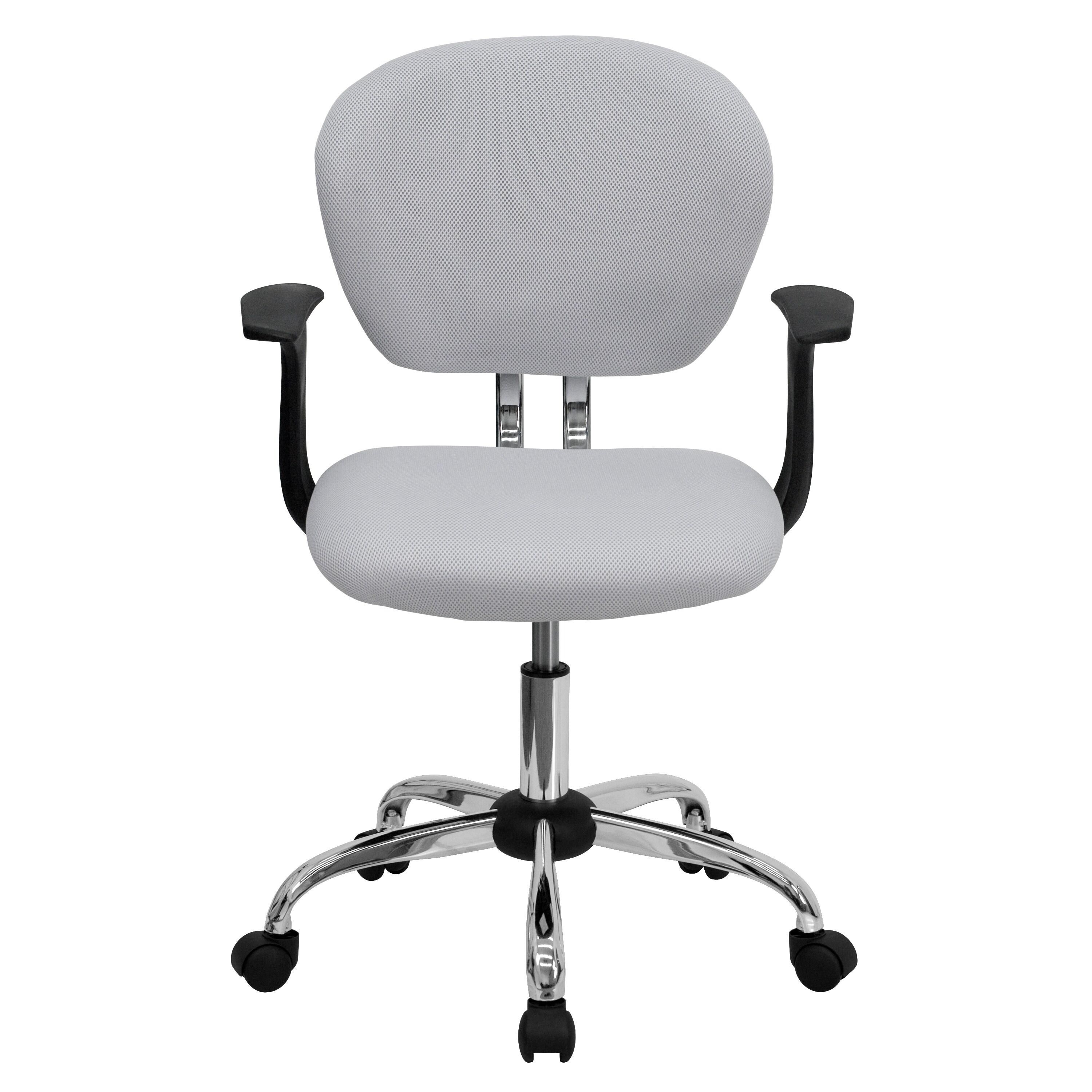 Mid-Back White Mesh Swivel Task Chair with Chrome Base