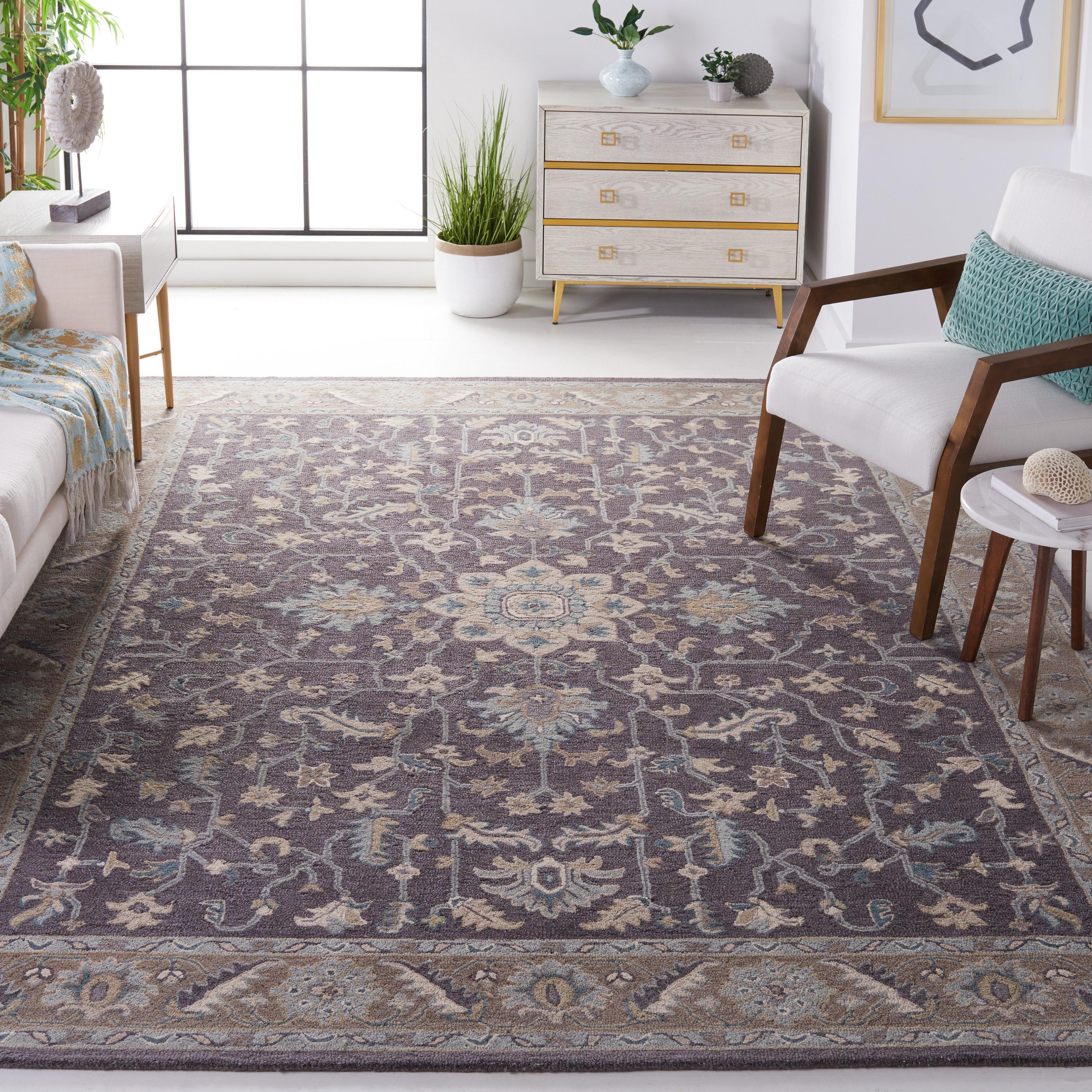 Blossom BLM217 Hand Tufted Area Rug - Dark Grey/Light Brown - 8'x10' - Safavieh.