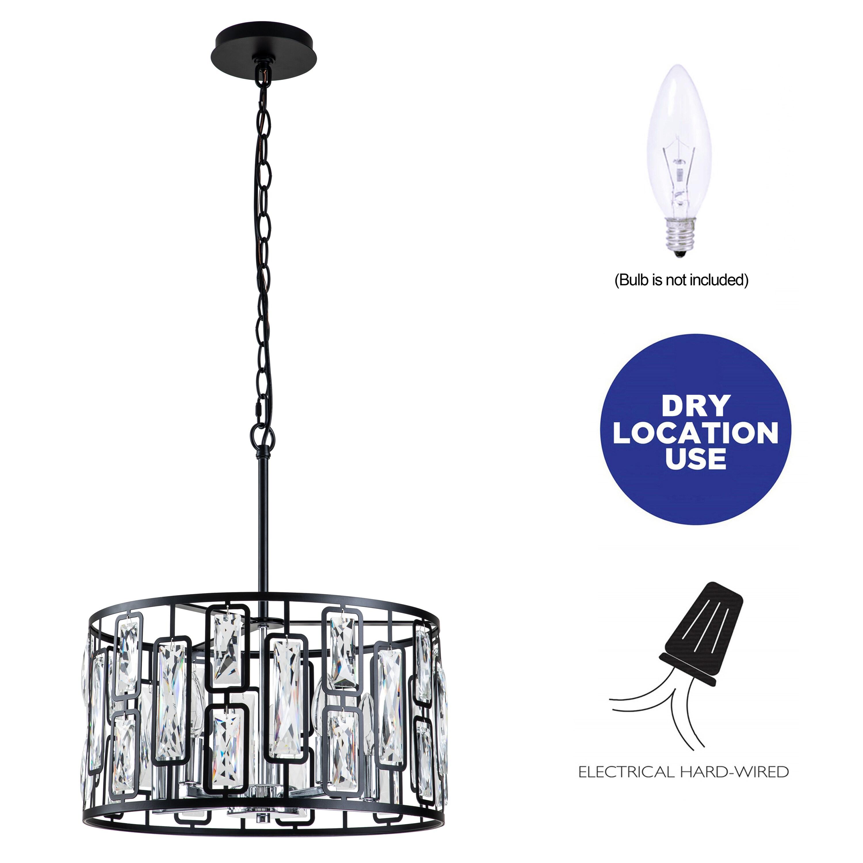 C Cattleya 5-Light Black Drum Chandelier with Clear Crystals