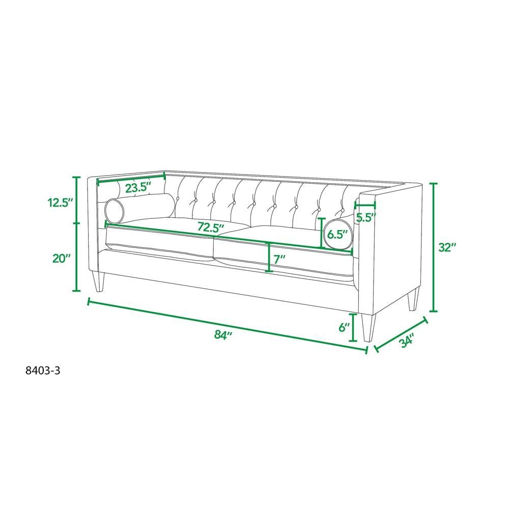 Jack 84" Tufted Tuxedo Sofa Double Cushion Evergreen