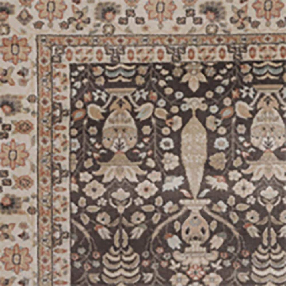 Radici Usa Garda Area Rug 3812 Traditional Brown Leaves Petals 5' 3" x 7' 3" Rectangle