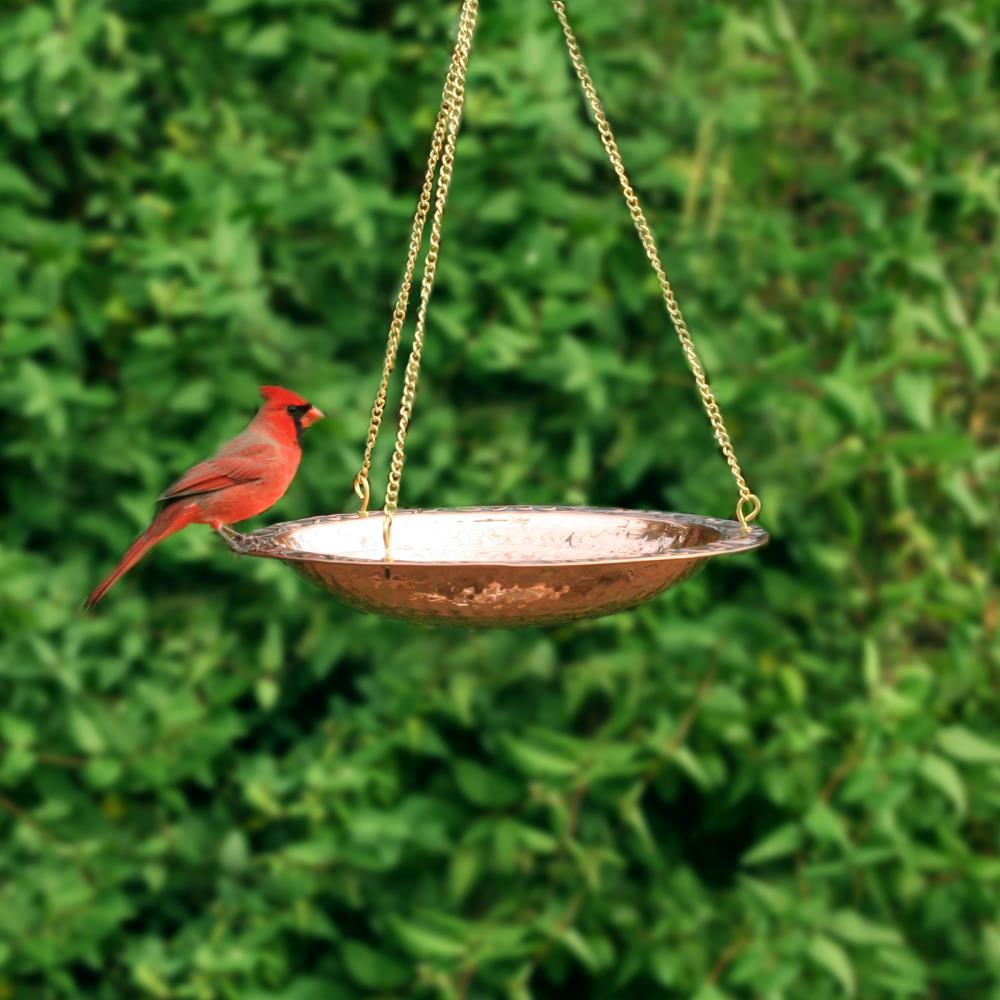 Good Directions Pure Copper Hanging Bird Bath, 13.5” Diameter, Features a Brass Chain, Bird Feeder