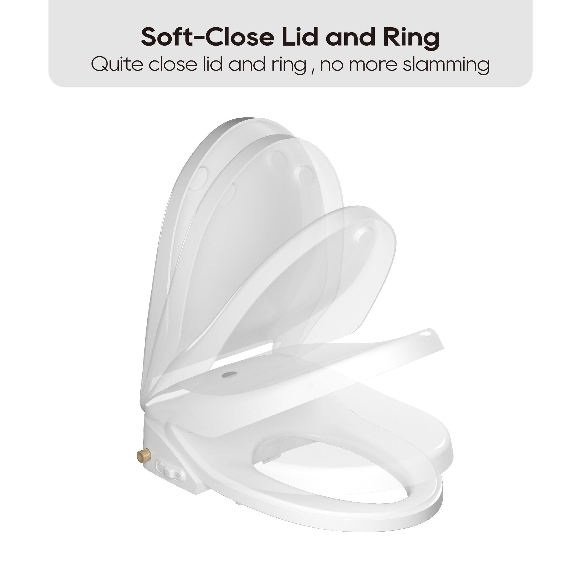 Plastic White Elongated Soft Close Heated Bidet Toilet Seat