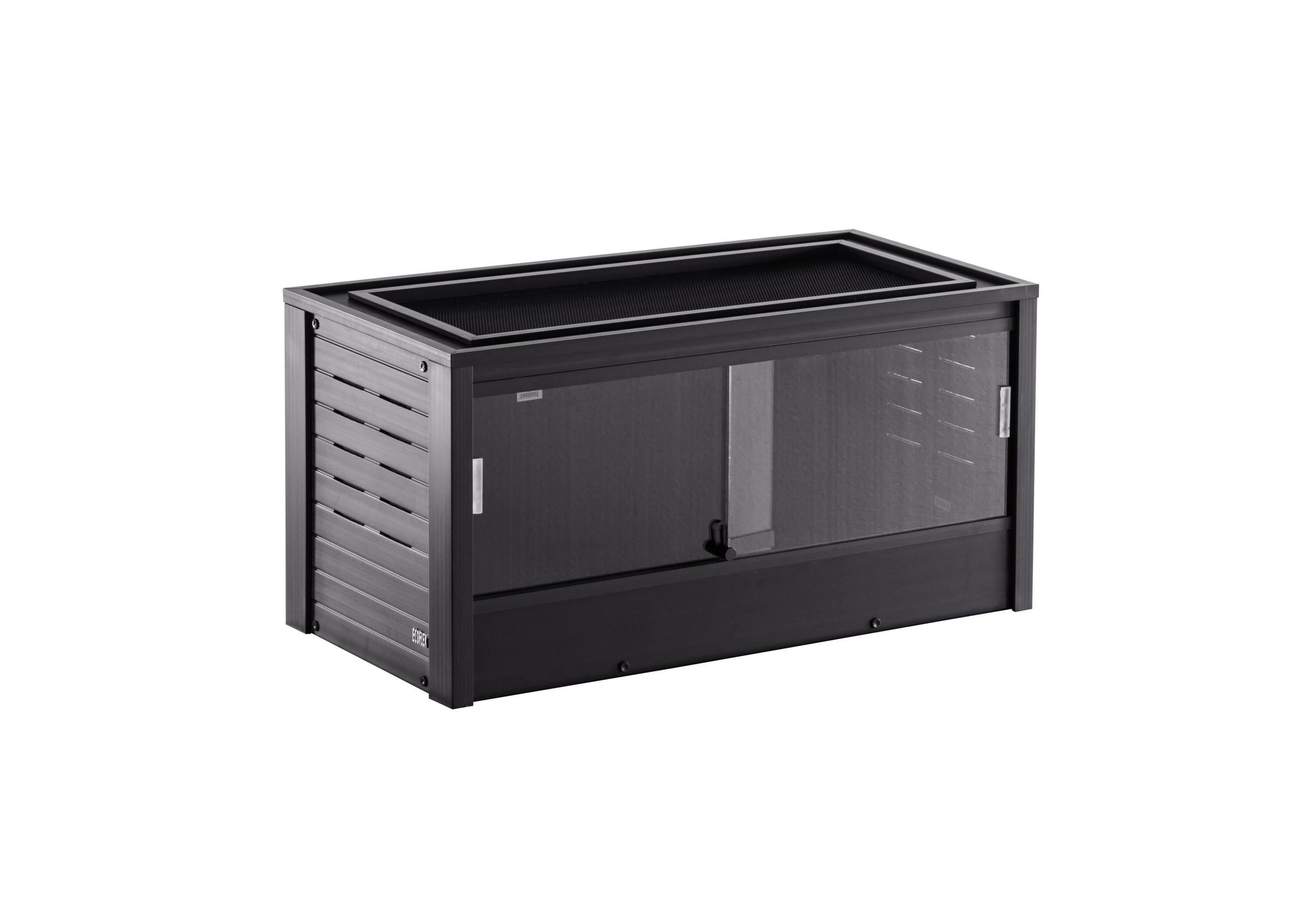 New Age Pet® ECOFLEX® 36 in. Reptile Lounge Terrarium Black, Durable Composite Habitat with Ventilation, Sliding Glass Doors & Mesh Screen Top for UV/Heat Lamp, Ideal for Tortoises, Snakes, Iguanas
