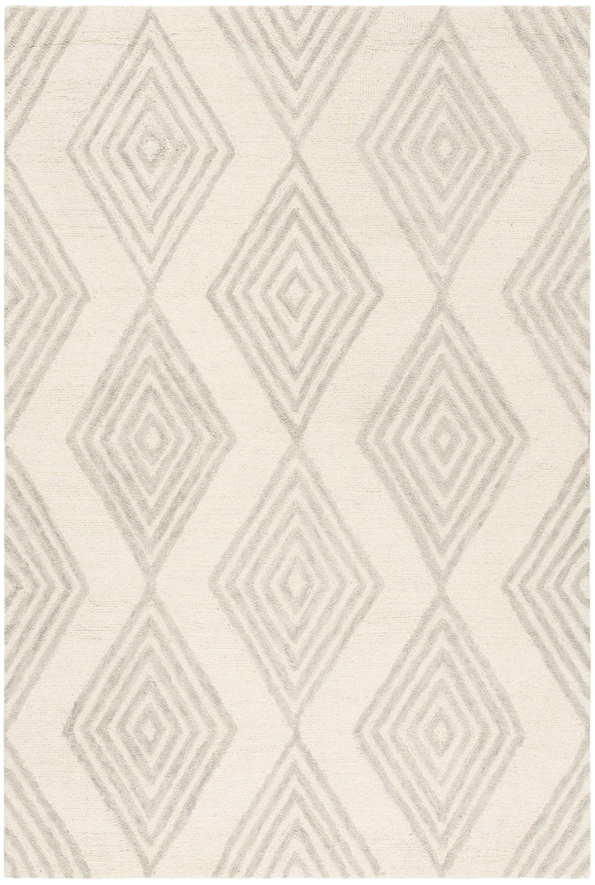 Blossom BLM111 Hand Tufted Area Rug - Ivory/Silver - 4'x6' - Safavieh.