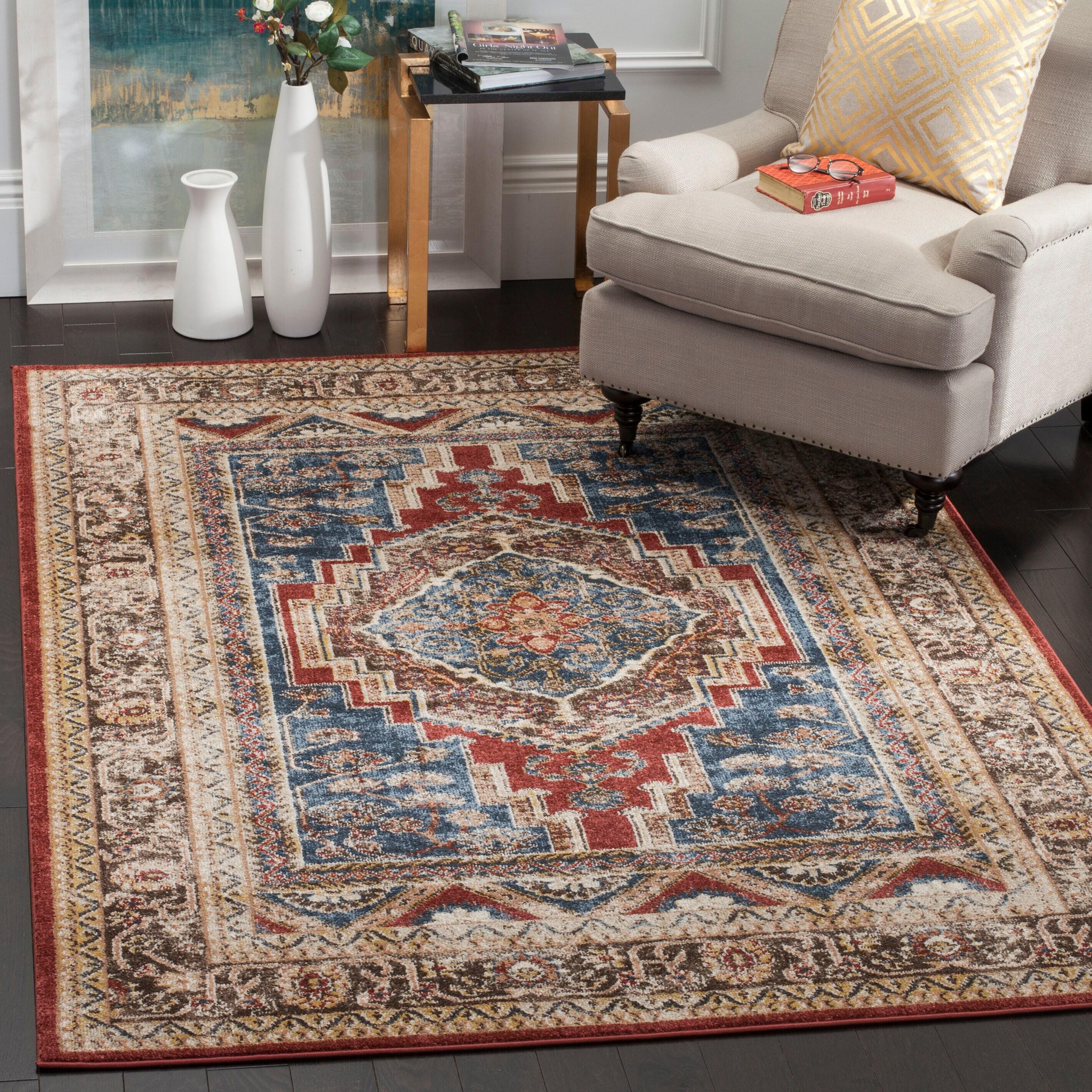 SAFAVIEH Bijar Kagan Traditional Area Rug, Royal/Brown, 3' x 5'