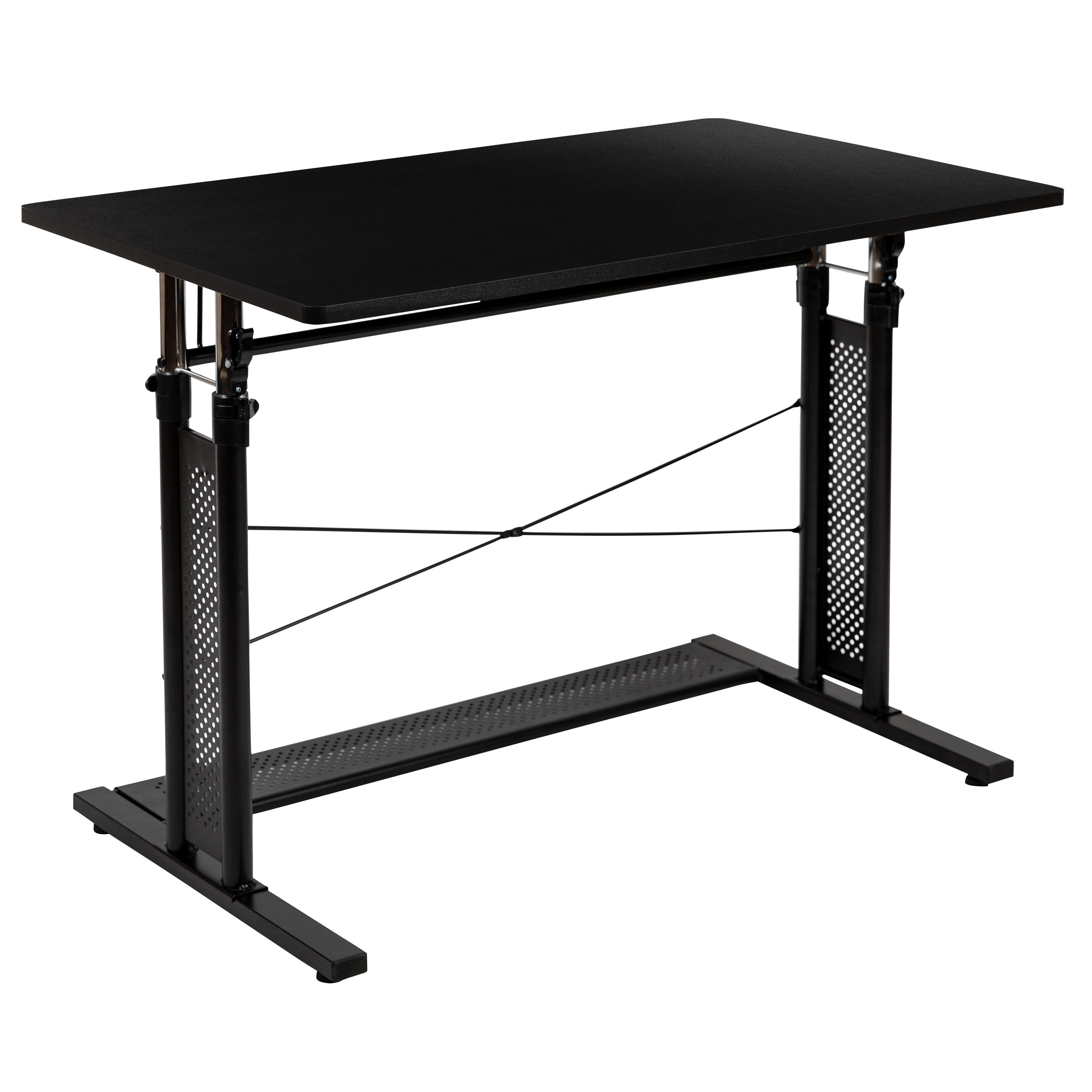 Flash Furniture Height Adjustable (27.25-35.75"H) Sit to Stand Home Office Desk - Black