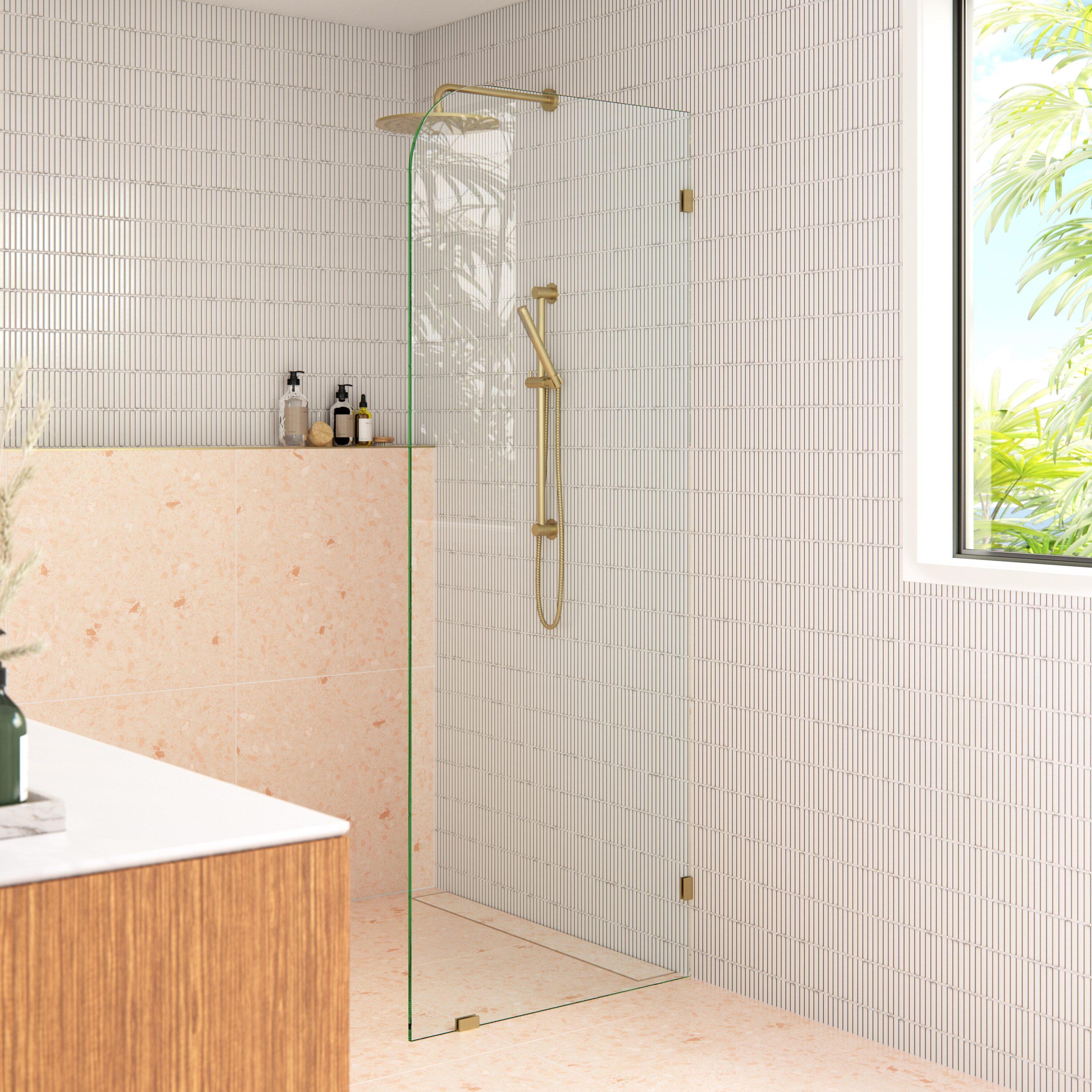 Solaris 34 in. x 78 in. Fully Frameless Radius Single Fixed Shower Panel