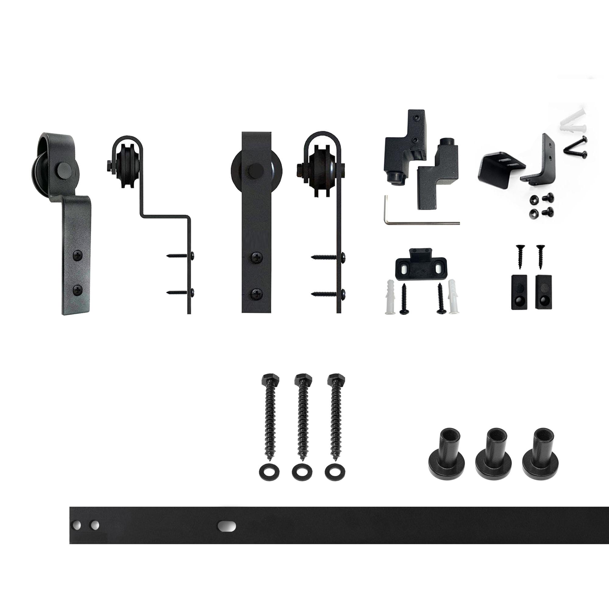Homacer Mini Black Rustic Classic Design Single Track Bypass Two Door Hardware Kit For Cabinet Use