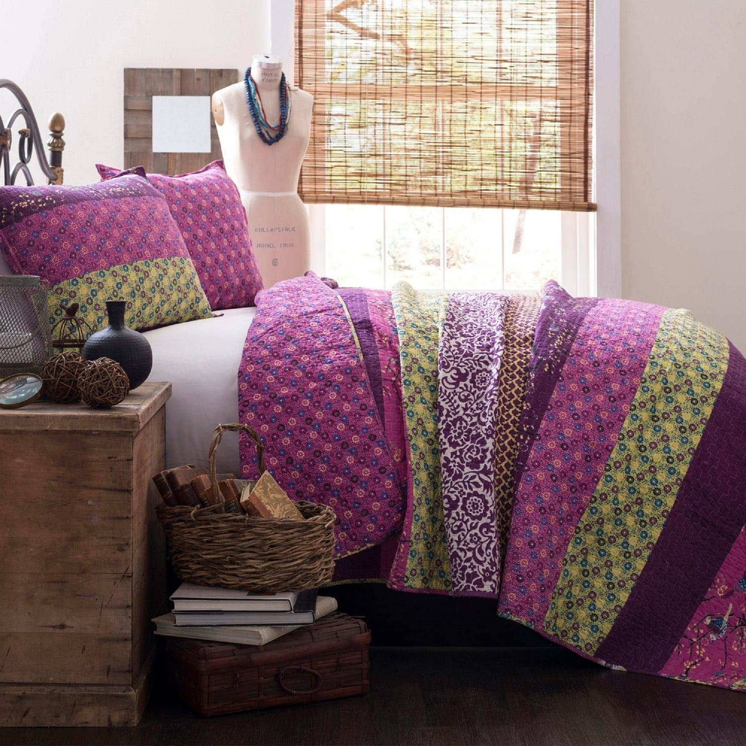3pc King Royal Empire Quilt Set Plum - Lush Décor: Reversible Bedspread, OEKO-TEX Certified