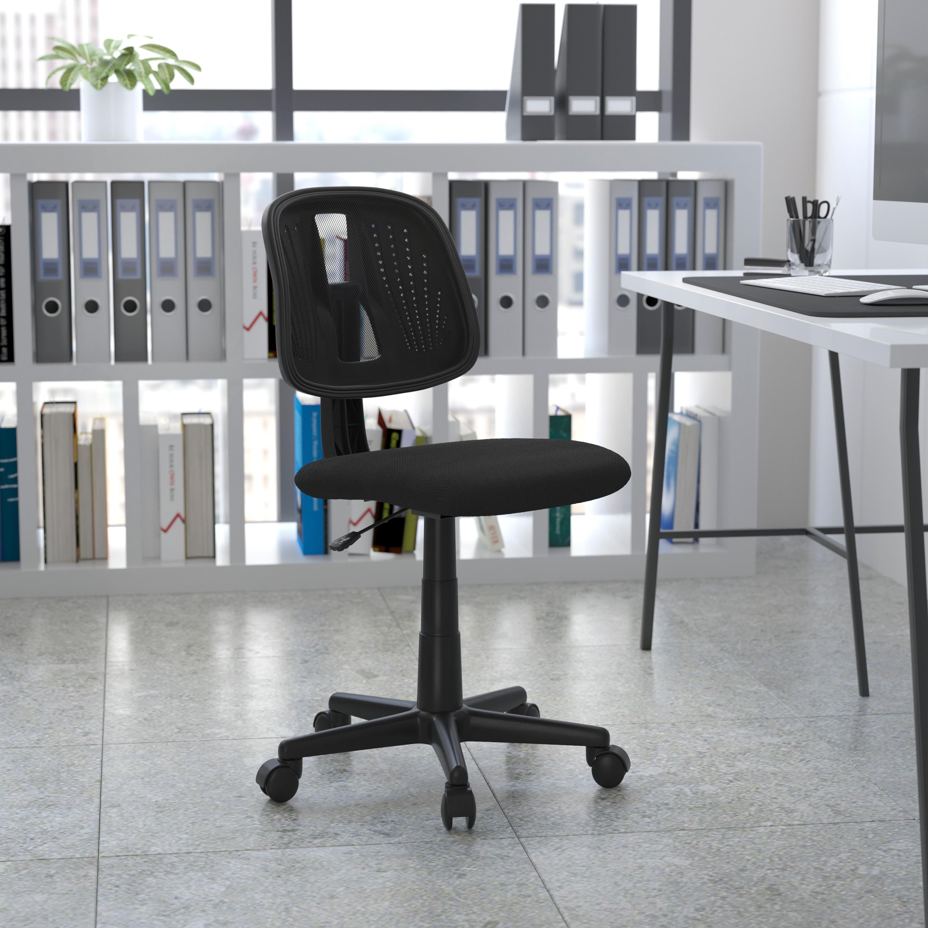 Flash Furniture Flash Fundamentals Mid-Back Black Mesh Swivel Task Office Chair with Pivot Back, BIFMA Certified