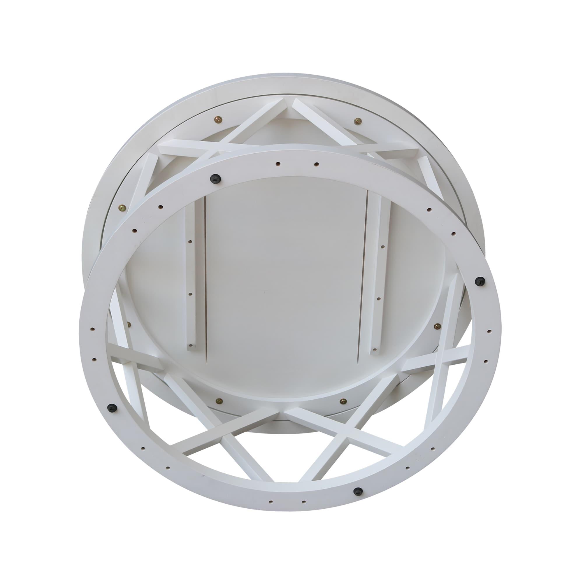 40" Ceylon Round Coffee Table White - International Concepts: Solid Wood, Parawood Material, 18" Height