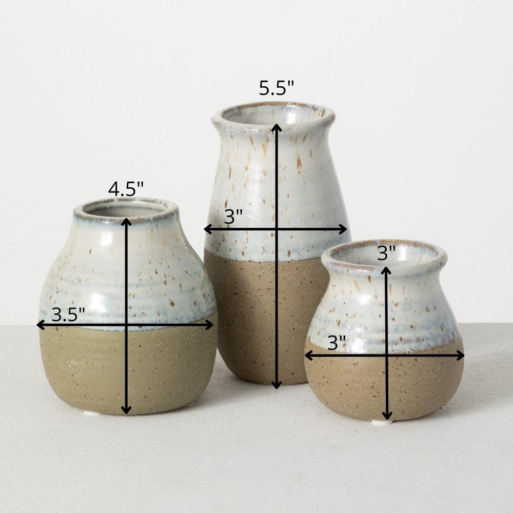 Sullivans Set of 3 Petite Ceramic Vases 3"H, 4.5"H & 5.5"H Blue and Brown
