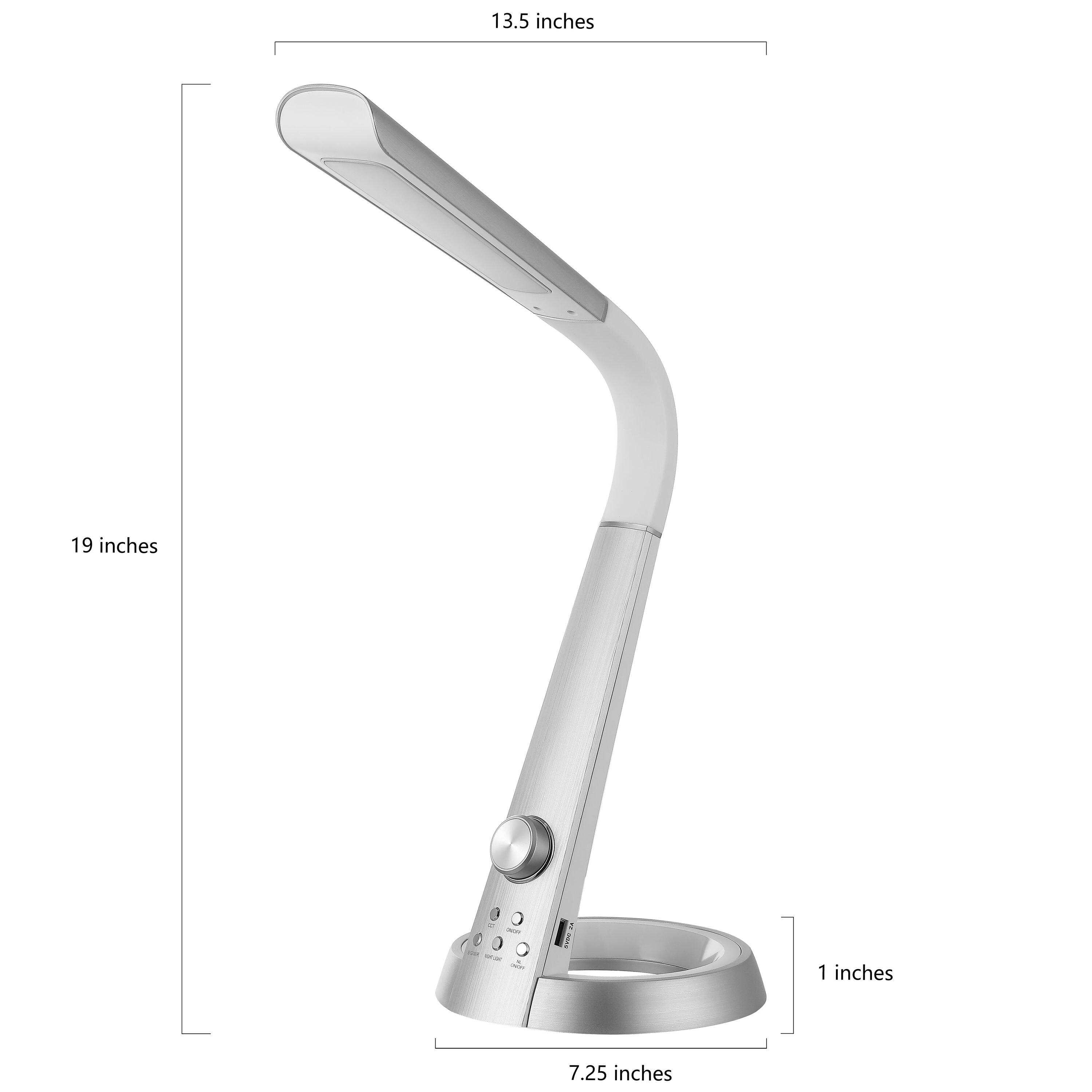 19" Milton Aluminum Contemporary Minimalist Task Lamp (Includes LED Light Bulb) Silver - JONATHAN Y: Modern Metal, Touch Sensor, ETL Listed