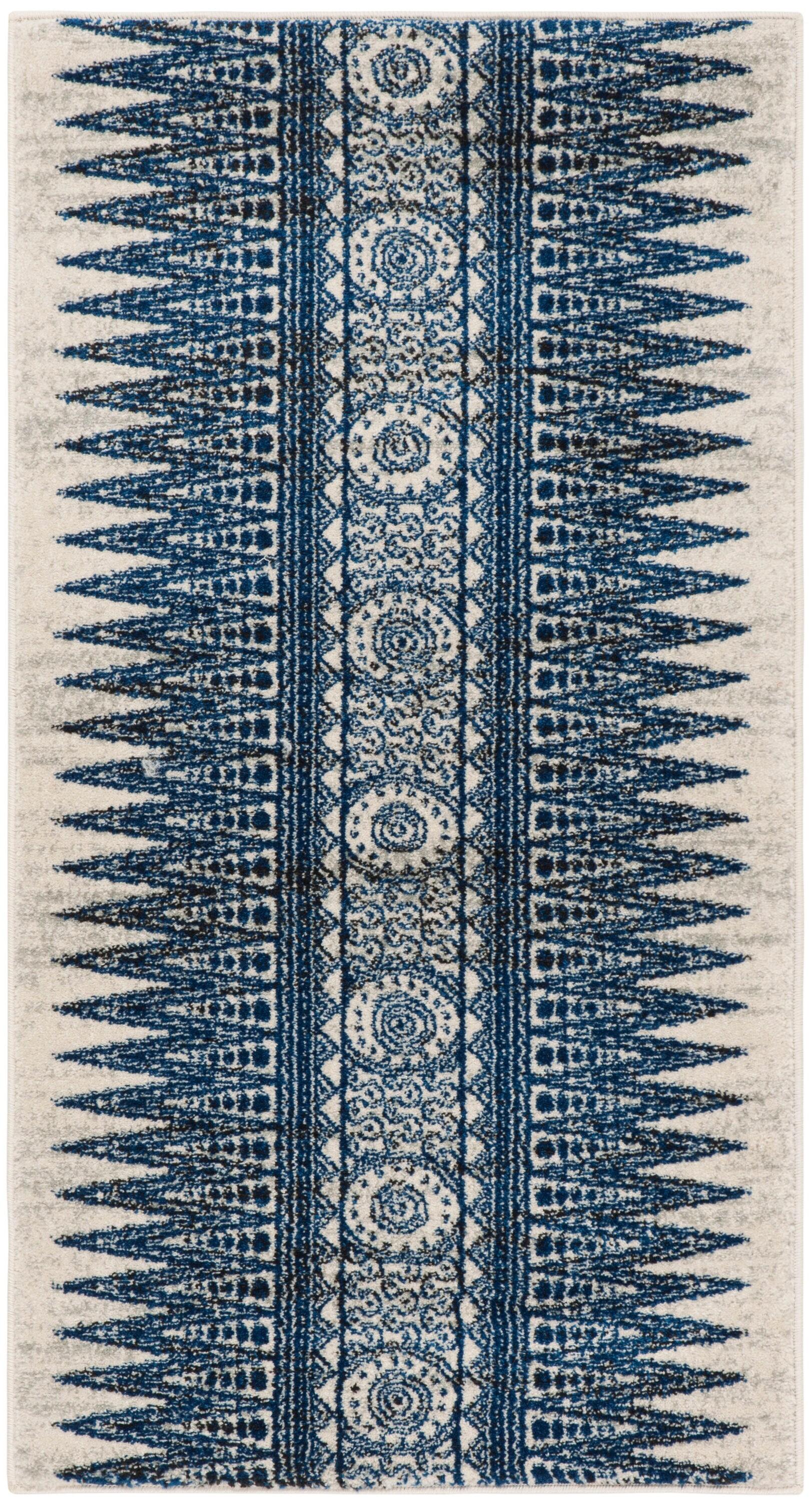 Evoke EVK226 Power Loomed Accent Rug - Ivory/Blue - 2'2"x4' - Safavieh.