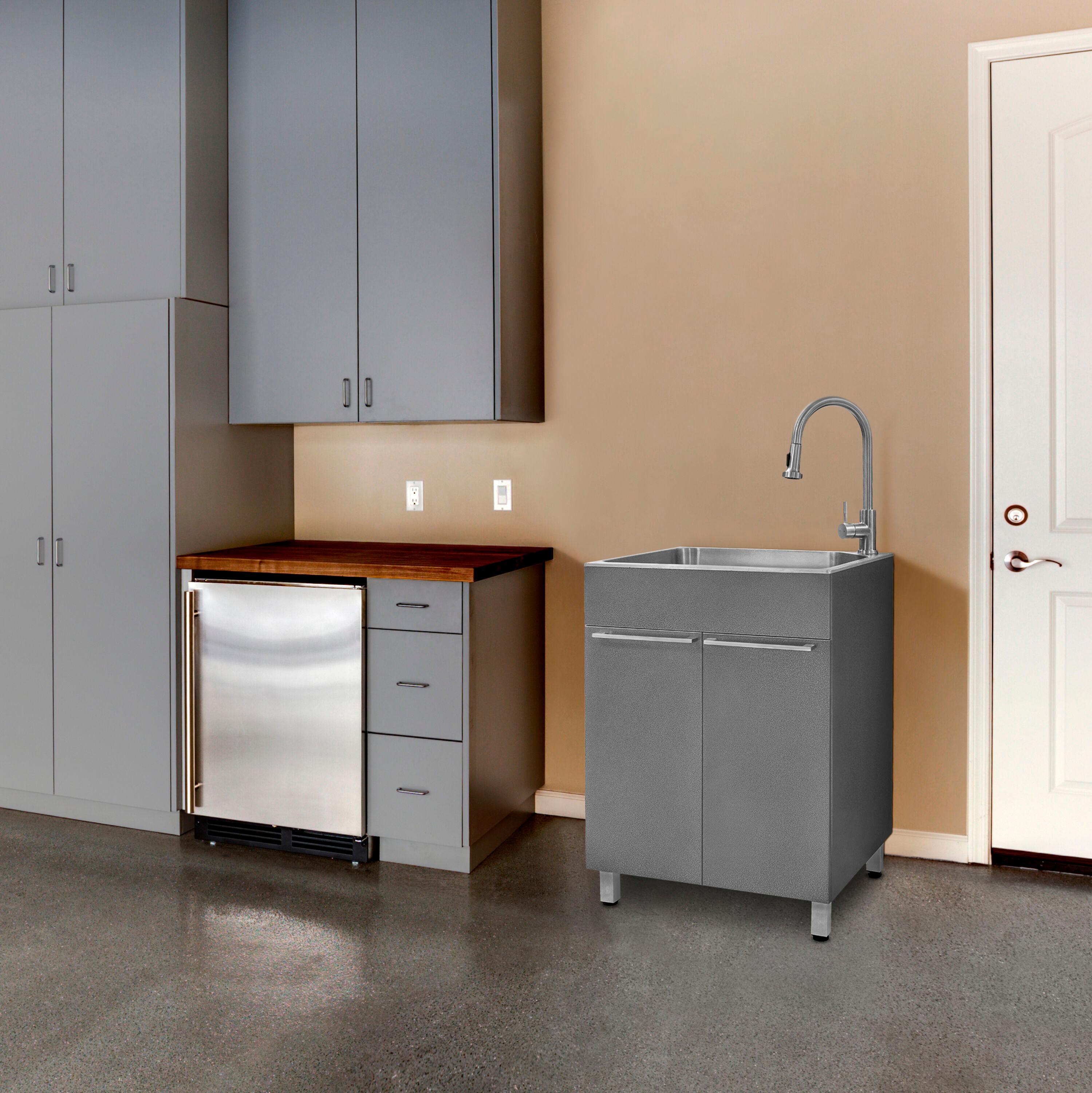 All-In-One 24.1" L x 21.3" W Free Standing Laundry Sink with Faucet