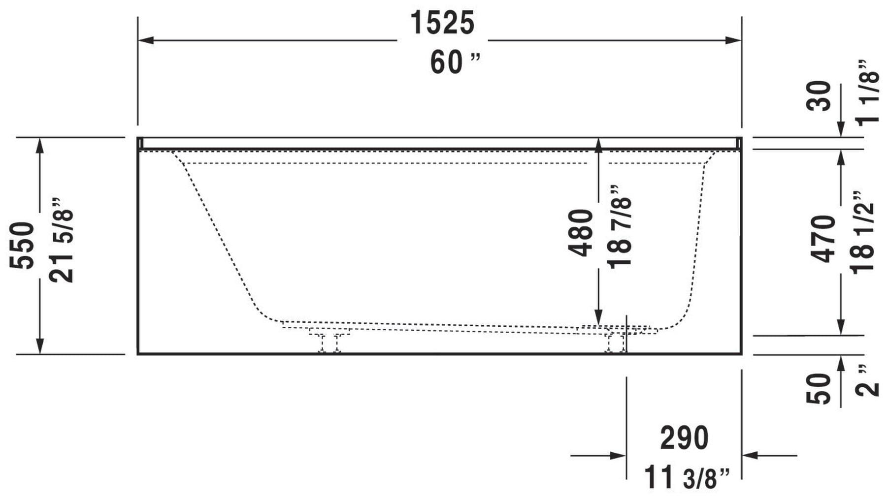 Architec 60" x 32" Alcove Soaking Bathtub with Left Drain (drain not included) - White