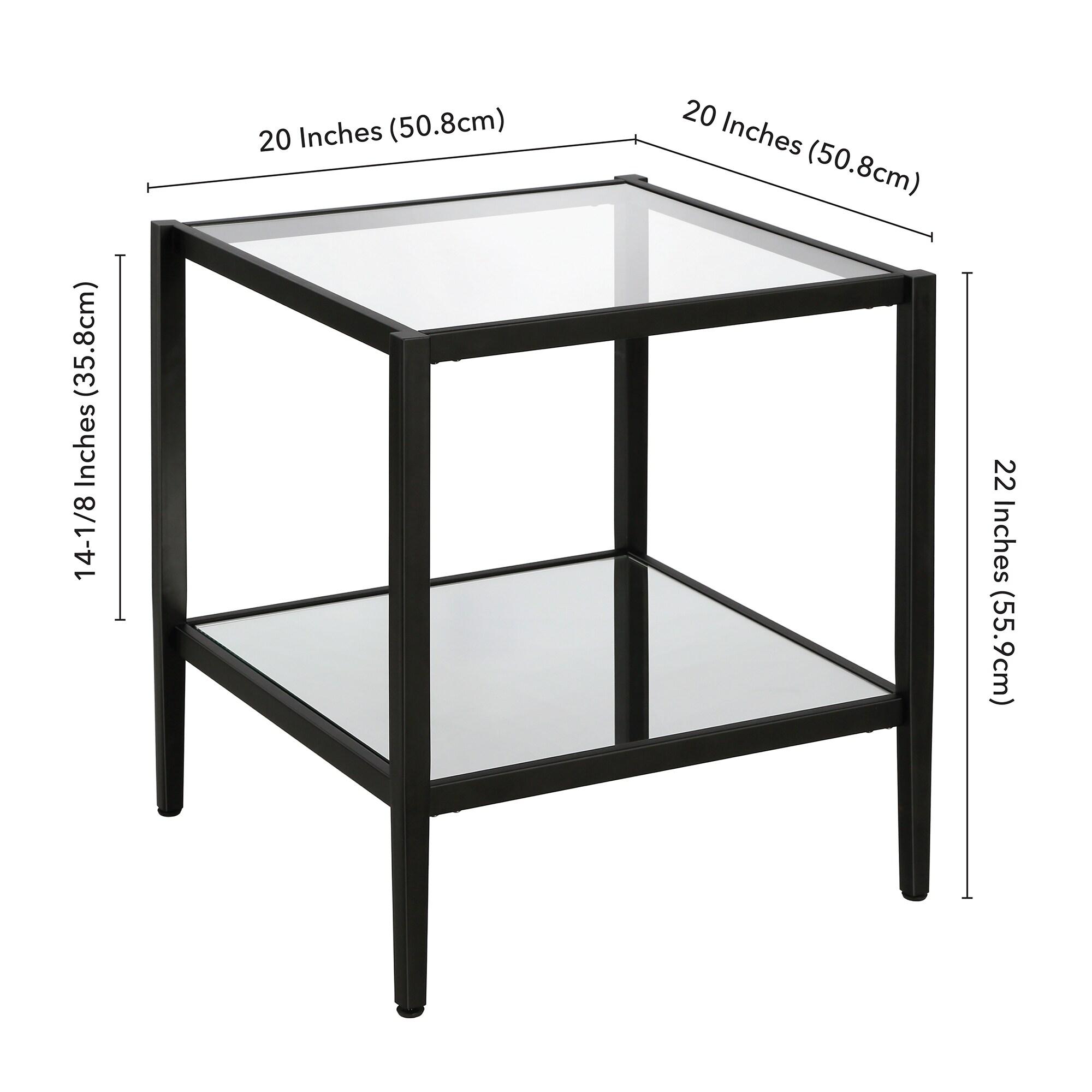 Evelyn&Zoe Hera 20" Wide Square Side Table with Mirror Shelf, Blackened Bronze