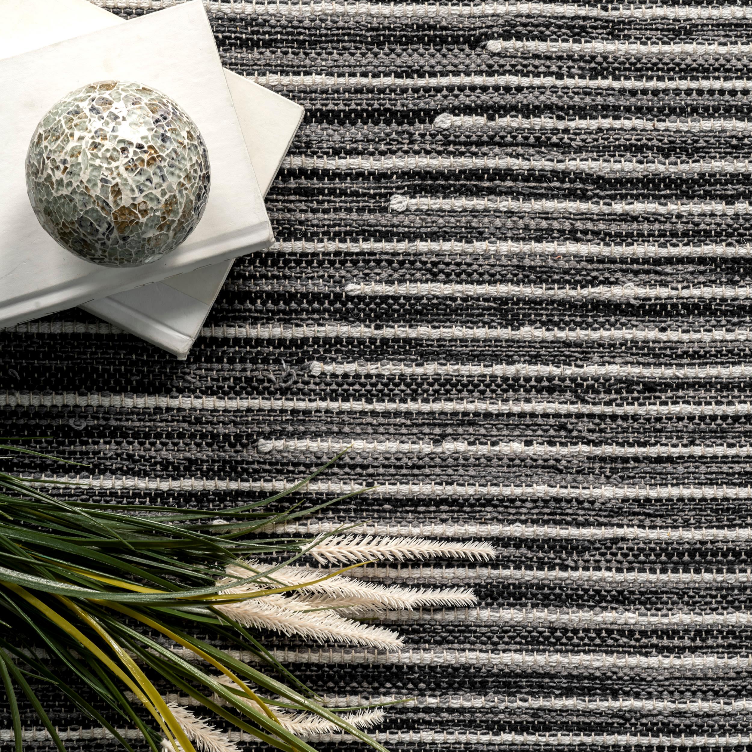 nuLOOM Missy Handmade Cotton Contemporary Diamond Flatweave Area Rug, 5' x 8', Grey