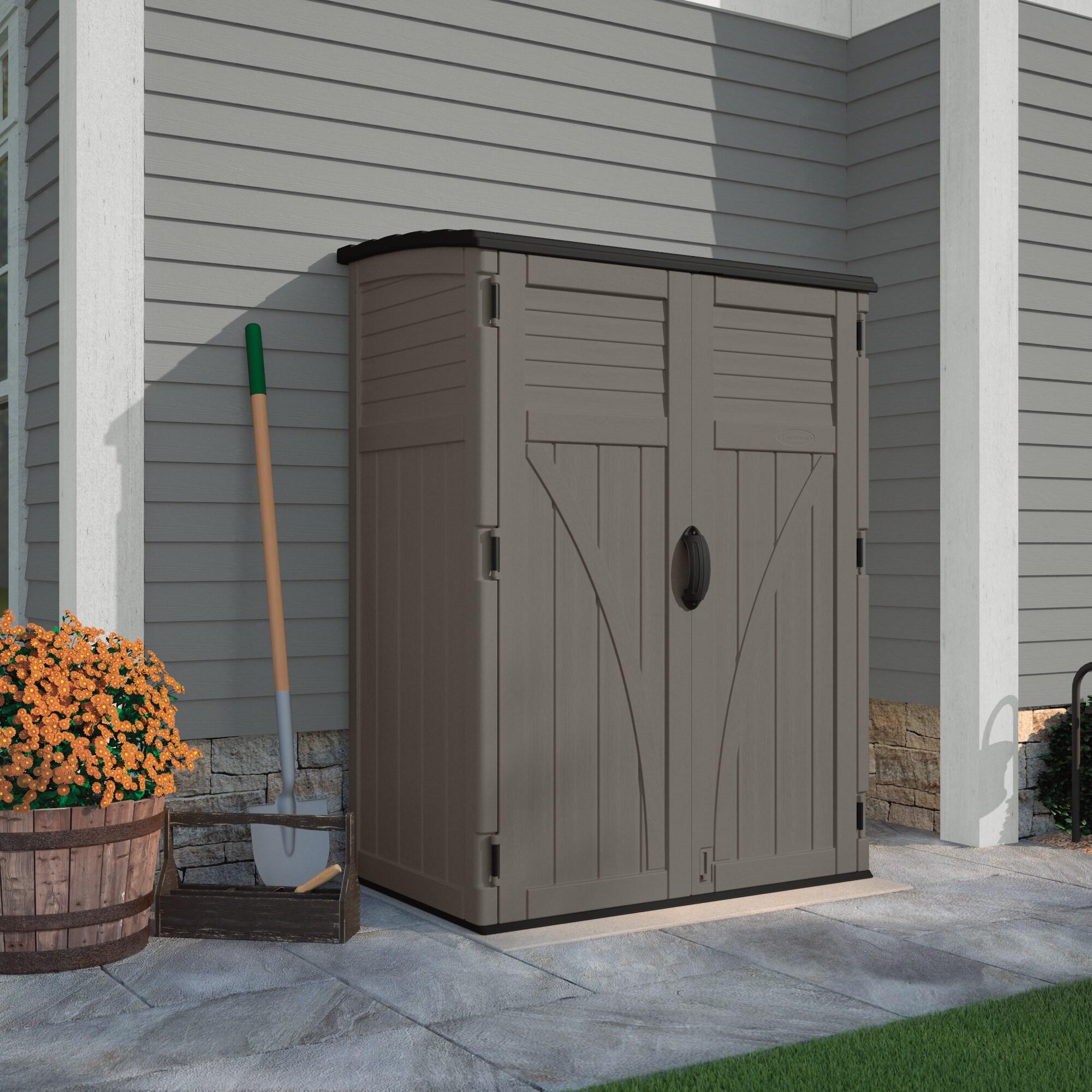 Stoney Gray Resin Vertical Storage Shed with Shelving