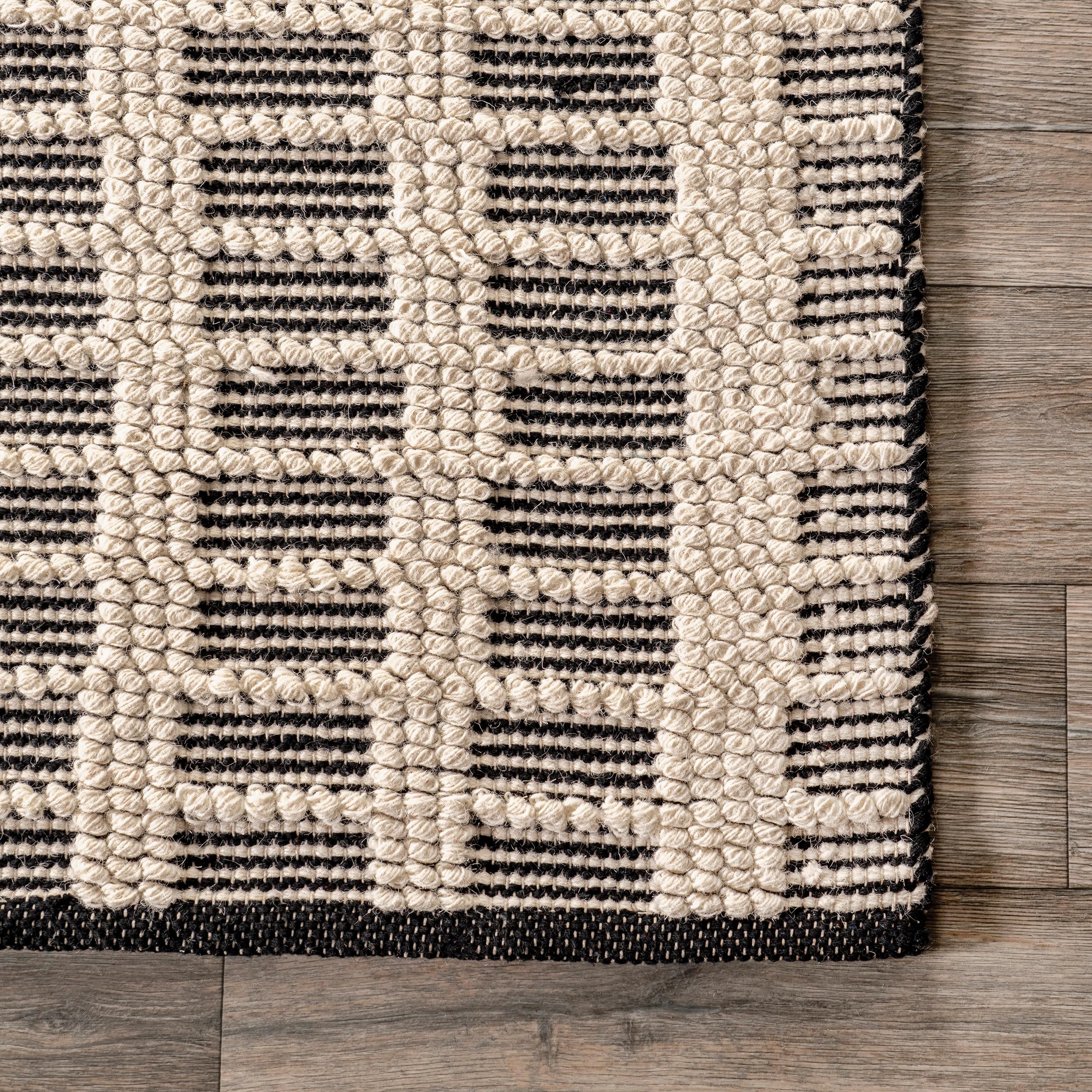 Arvin Olano x Rugs USA Parker Check Textured Ivory Area Rug