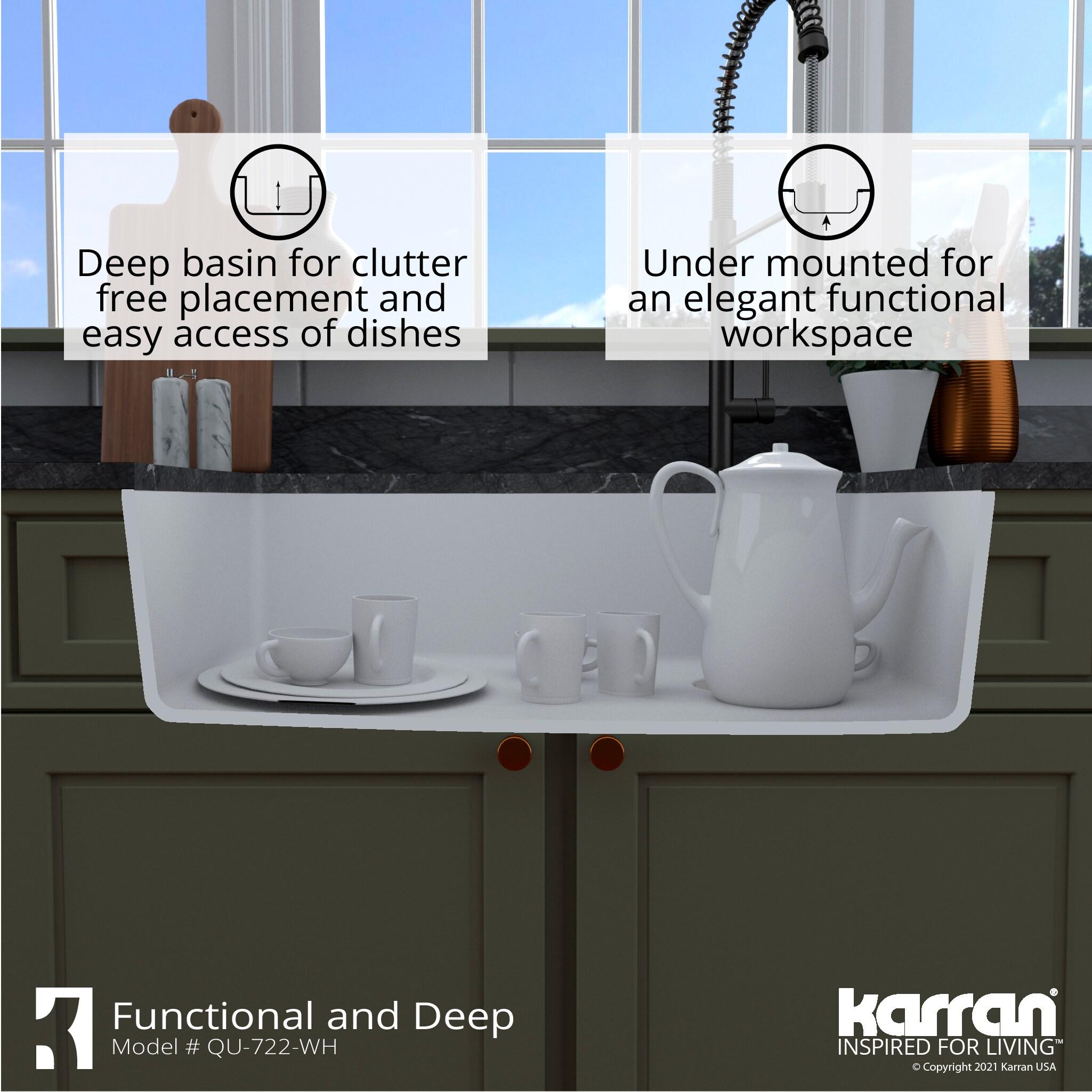 Karran Karran Undermount Quartz Composite 33-1/2'' X 21'' Single Bowl Kitchen Sink QU-722-WH