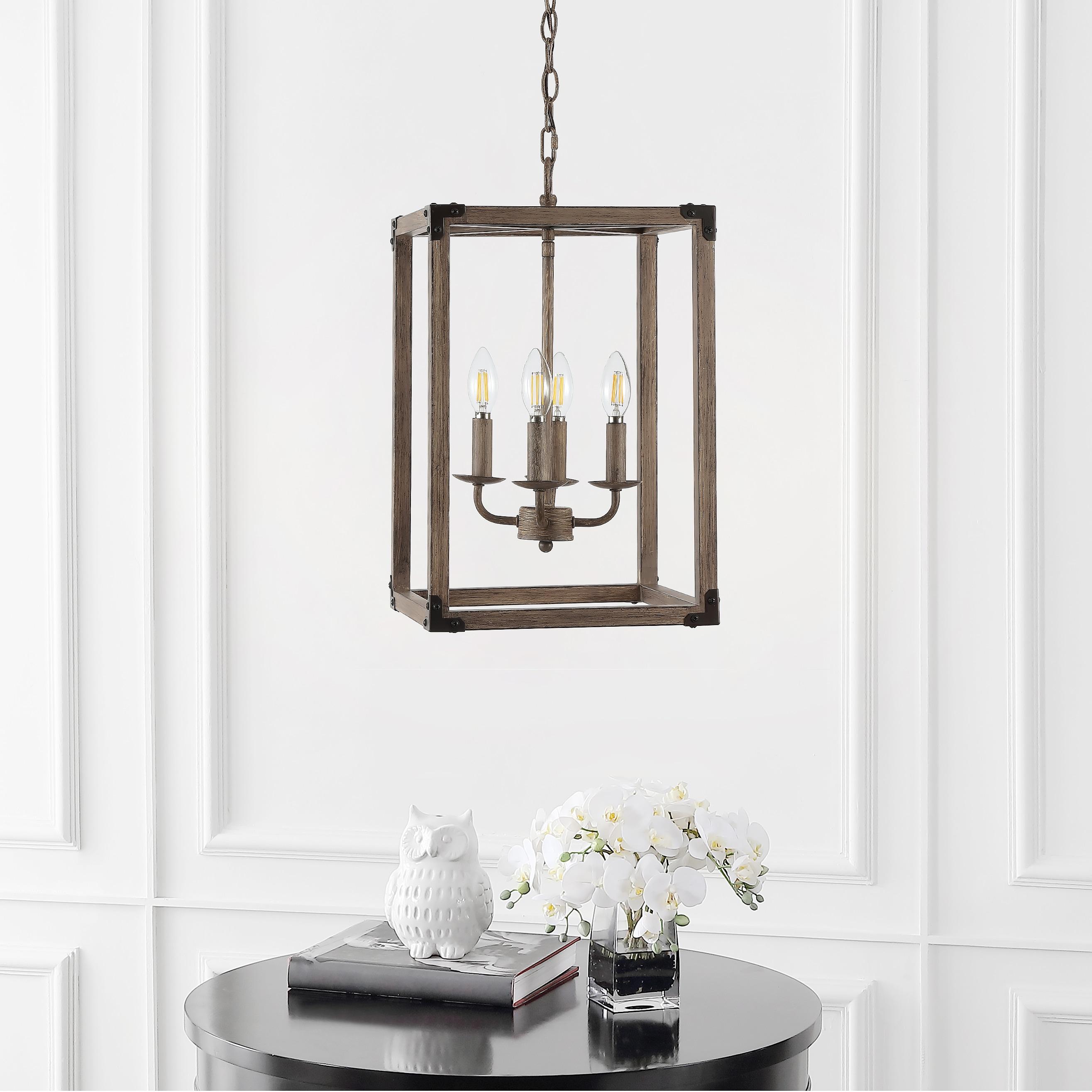Magnolia 12.13" 4-Light Adjustable Iron Rustic Farmhouse LED Pendant, Brown