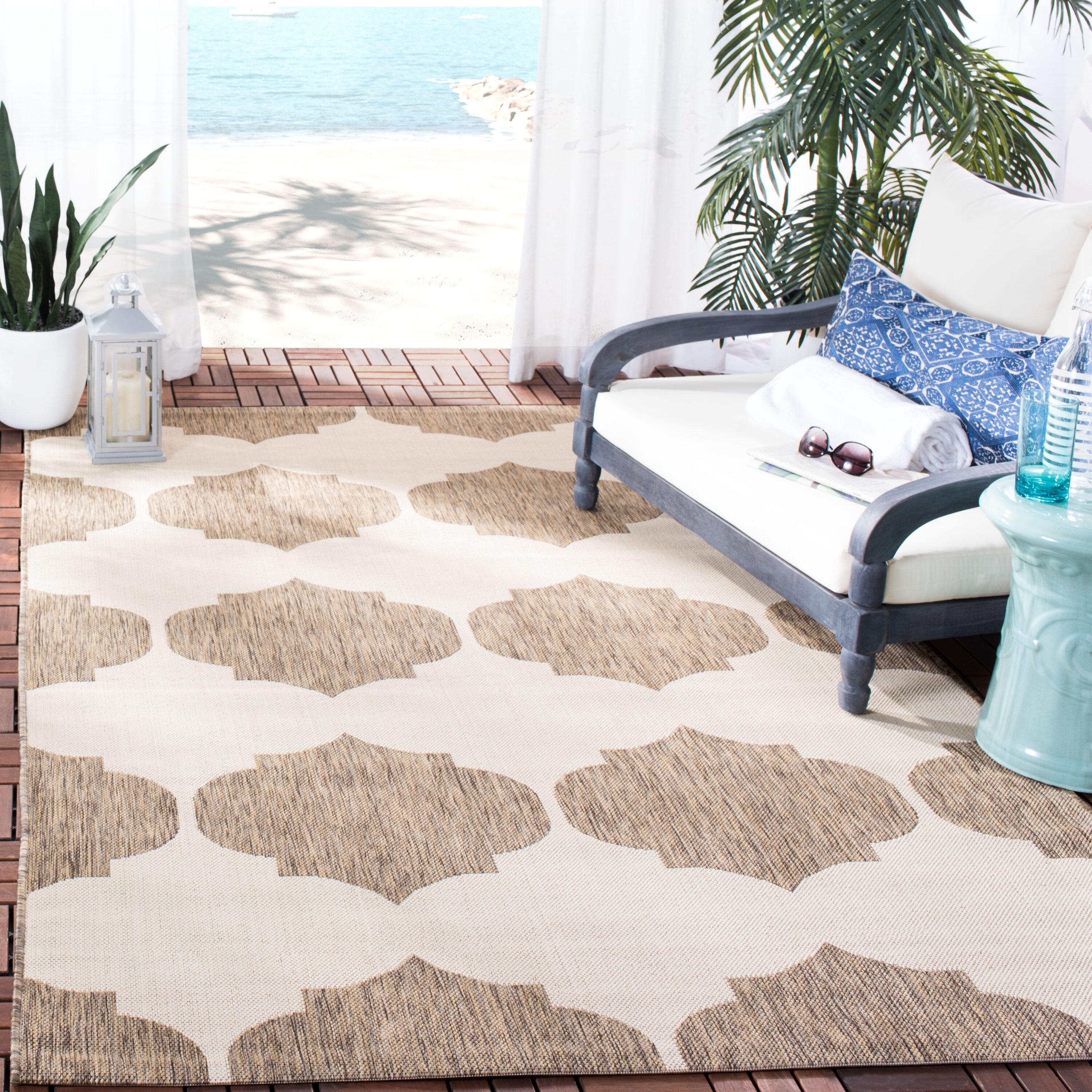 Courtyard CY6162 Power Loomed Indoor and Outdoor Accent Rug - Beige/Brown - 2'7"x5' - Safavieh